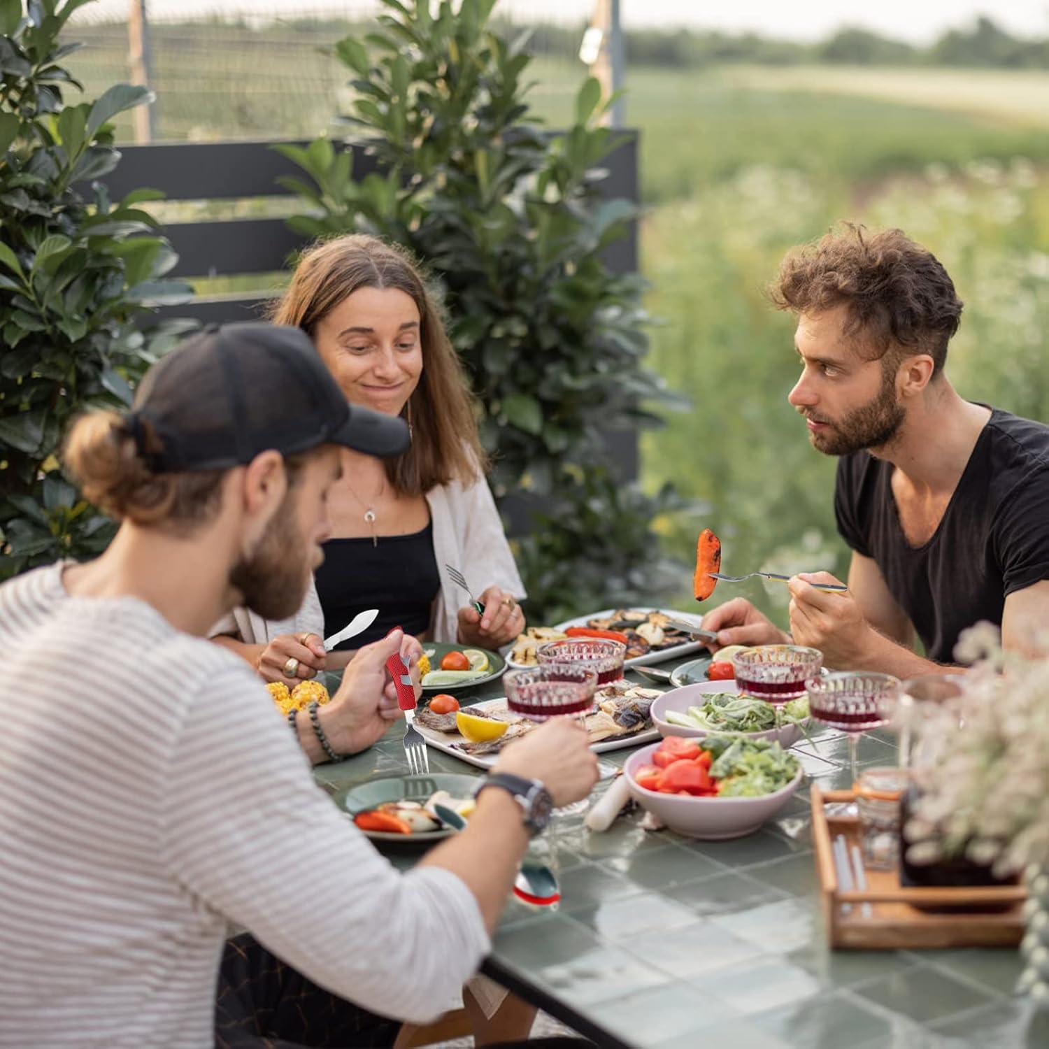 5 Utensilios de Camping EZYoutdoor - Acero Inoxidable 4-en-1