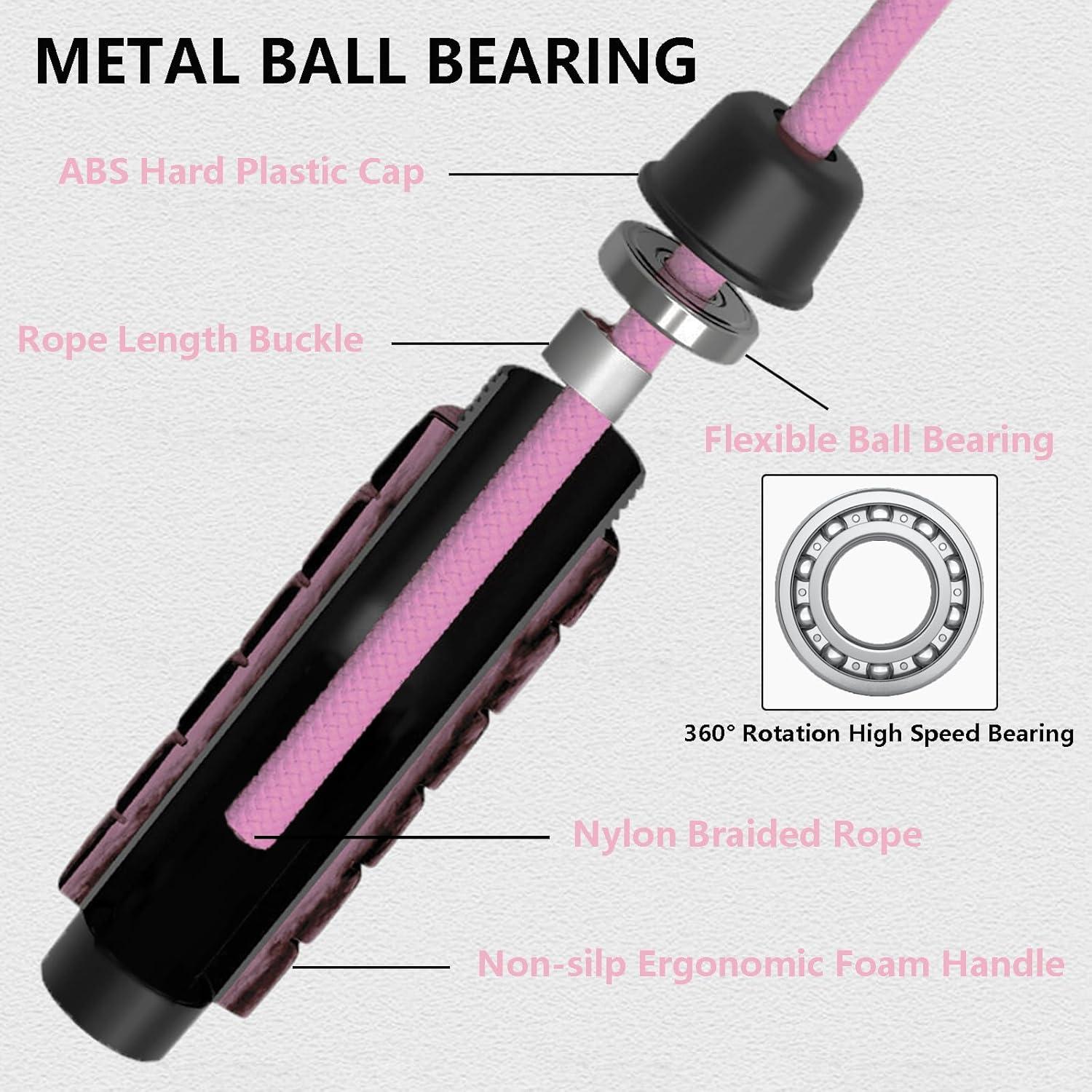 Cuerda de Salto Ajustable FitColt Rosa con Peso y Mango de Espuma
