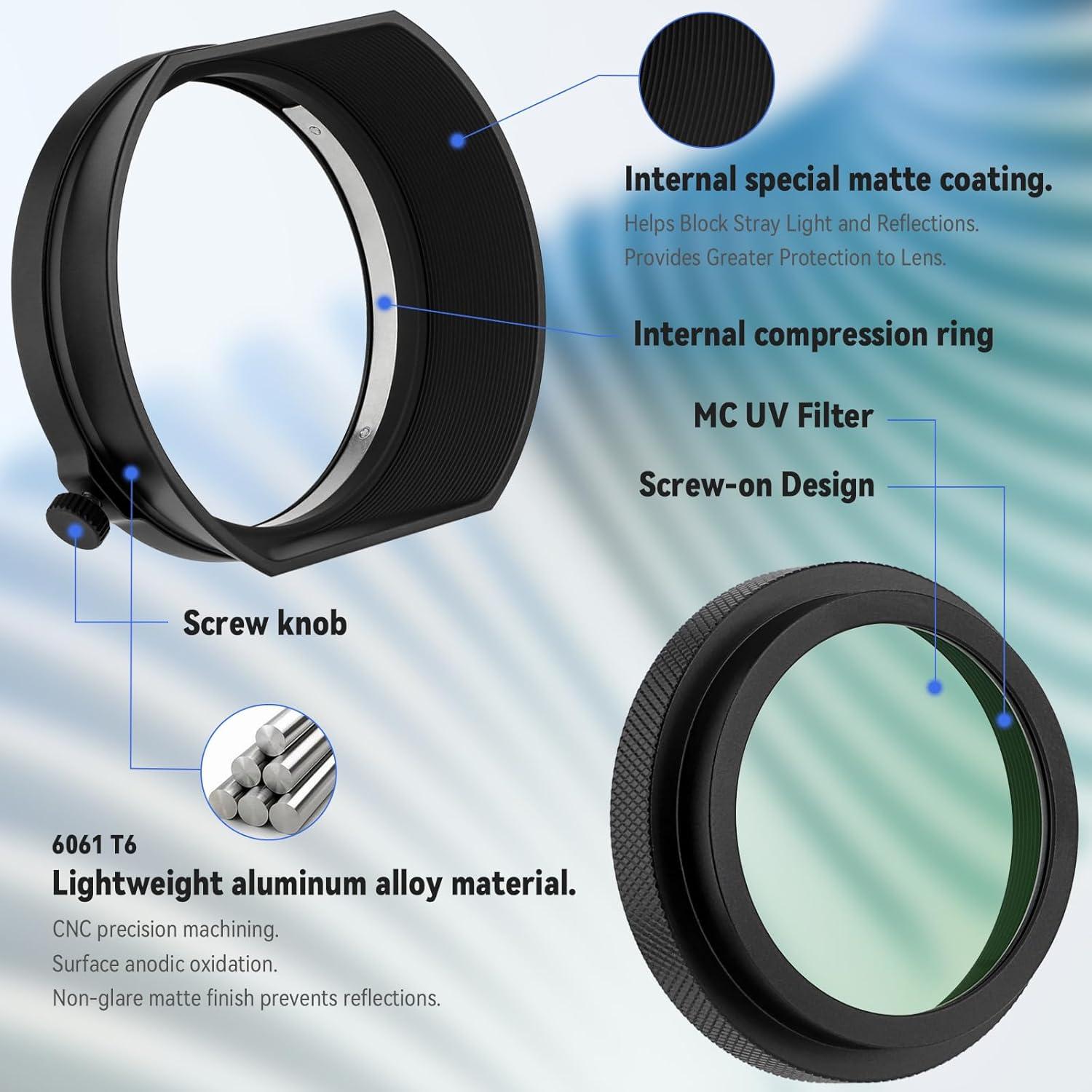 Funda de Lente Cuadrada Haoge + Filtro UV para Fujifilm X100