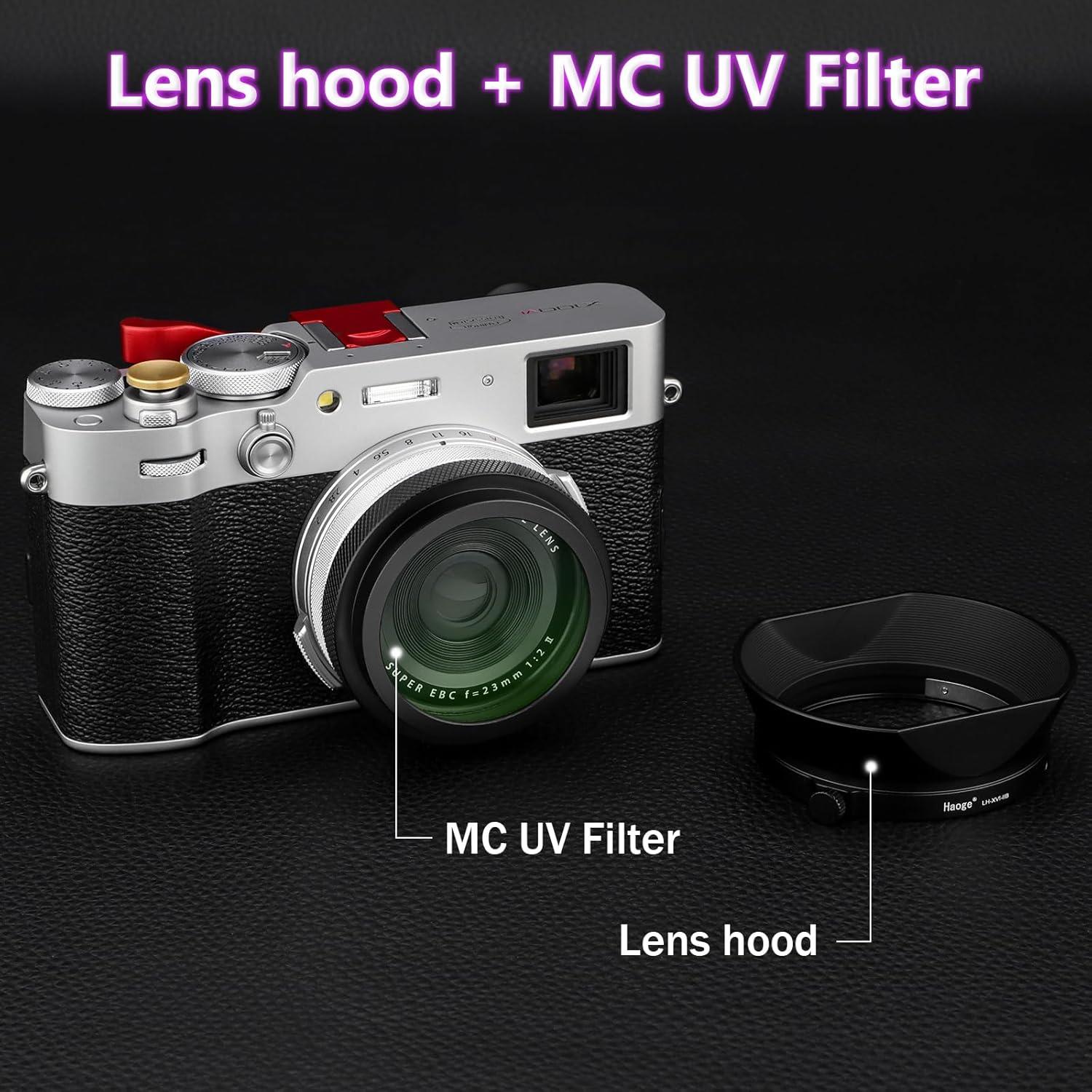 Funda de Lente Cuadrada Haoge + Filtro UV para Fujifilm X100