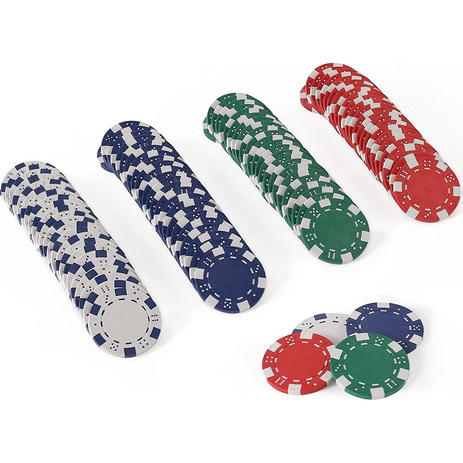 Fichas de Póker LUOBAO 100 Pcs 11.5g 4 Colores para Juegos