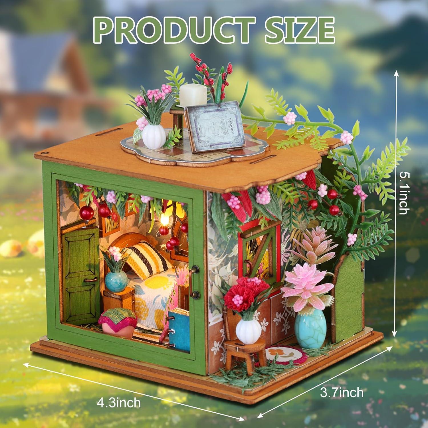 Kit de Casa Miniatura DIY Foyucool con LED - 10.9x9.4x12.9 cm