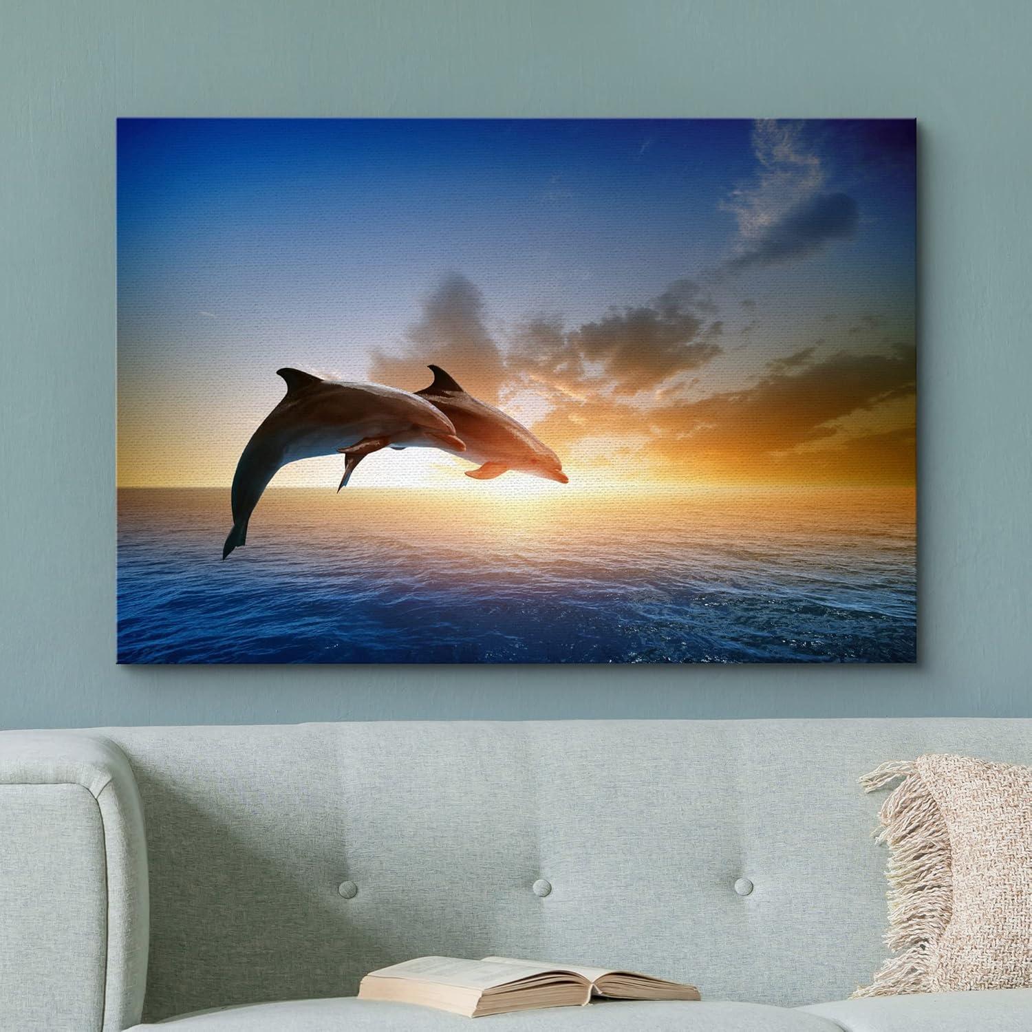 Lienzo Wall26 Delfines al Atardecer 45.72x30.48cm