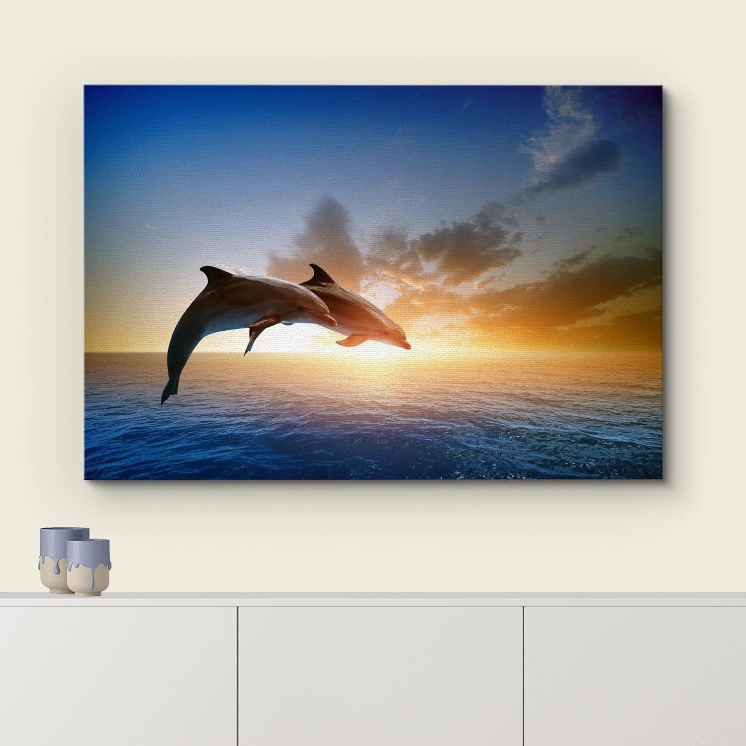 Lienzo Wall26 Delfines al Atardecer 45.72x30.48cm