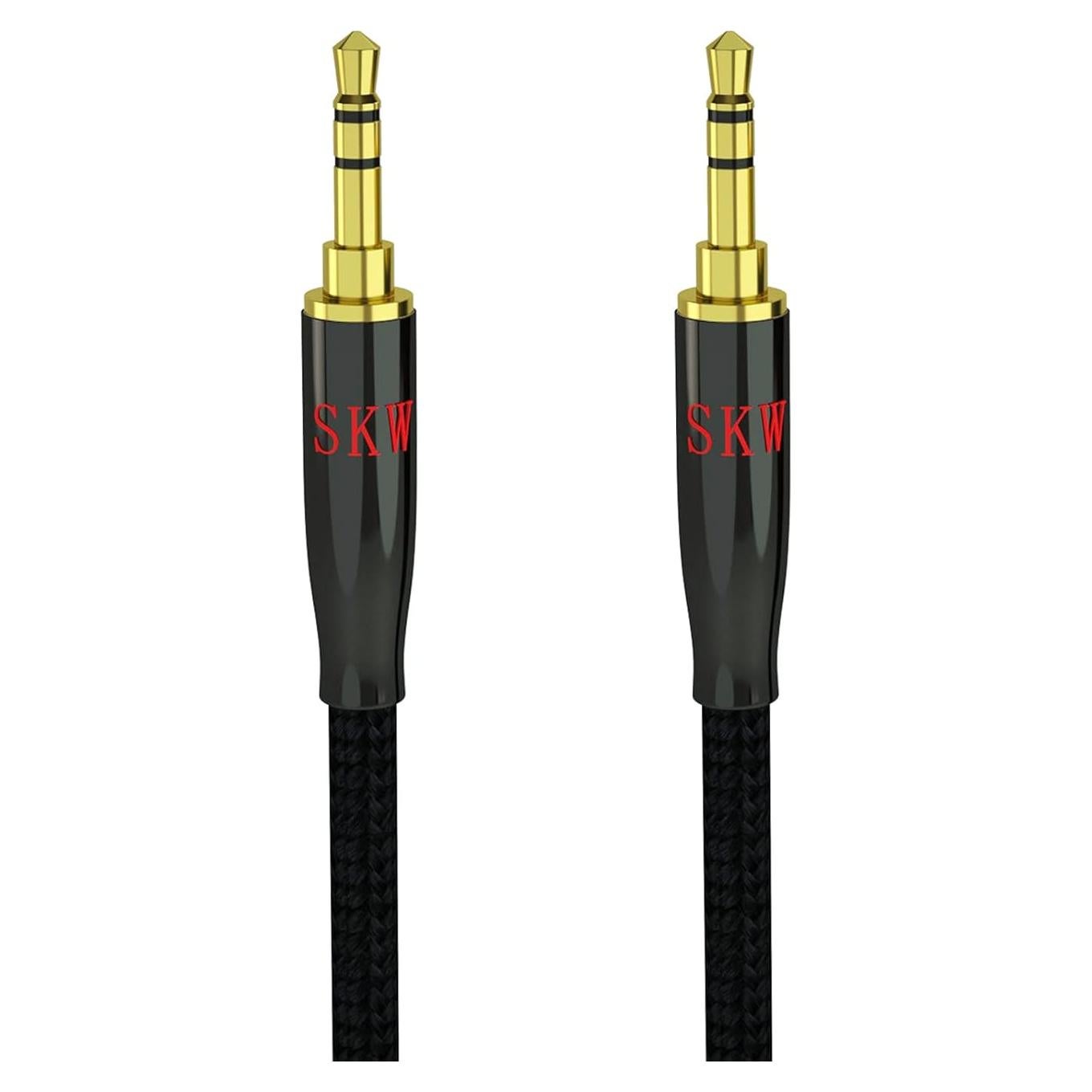 Cable Auxiliar SKW 3.5mm Hi-Fi 2m Negro para Coche y Casa