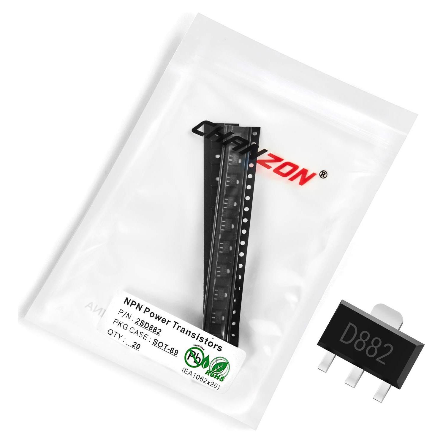 Transistor Bipolar NPN Chanzon 2SD882 SOT-89 20 Piezas
