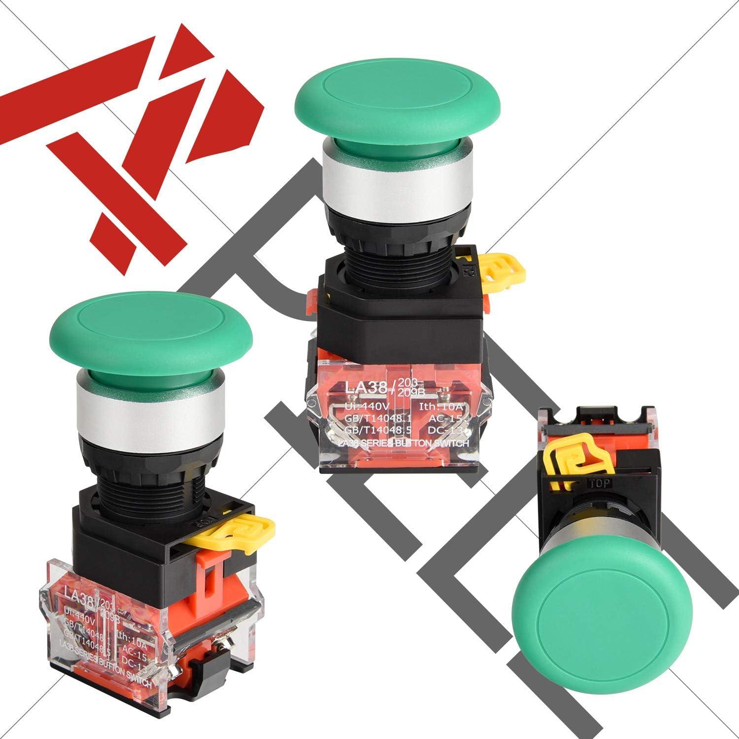 Interruptor Pulsador Momentáneo APIELE 22mm Verde 10A 440V