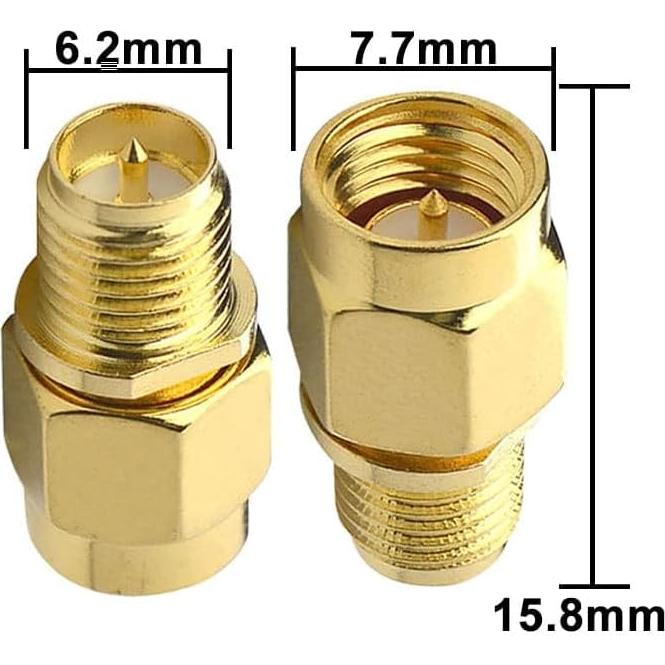 SMA Antenna Cable Connector SMA Male to RPSMA Female RF Coax Adapter Coupler Converter Pack of 2 for WiFi Coaxial Extension Cable