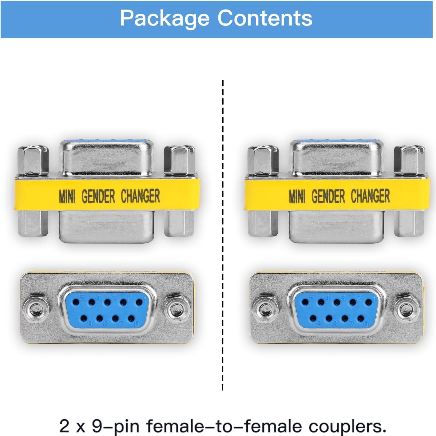 Adaptador DB9 Femenino a Femenino ENUODA - 2 Piezas RS232