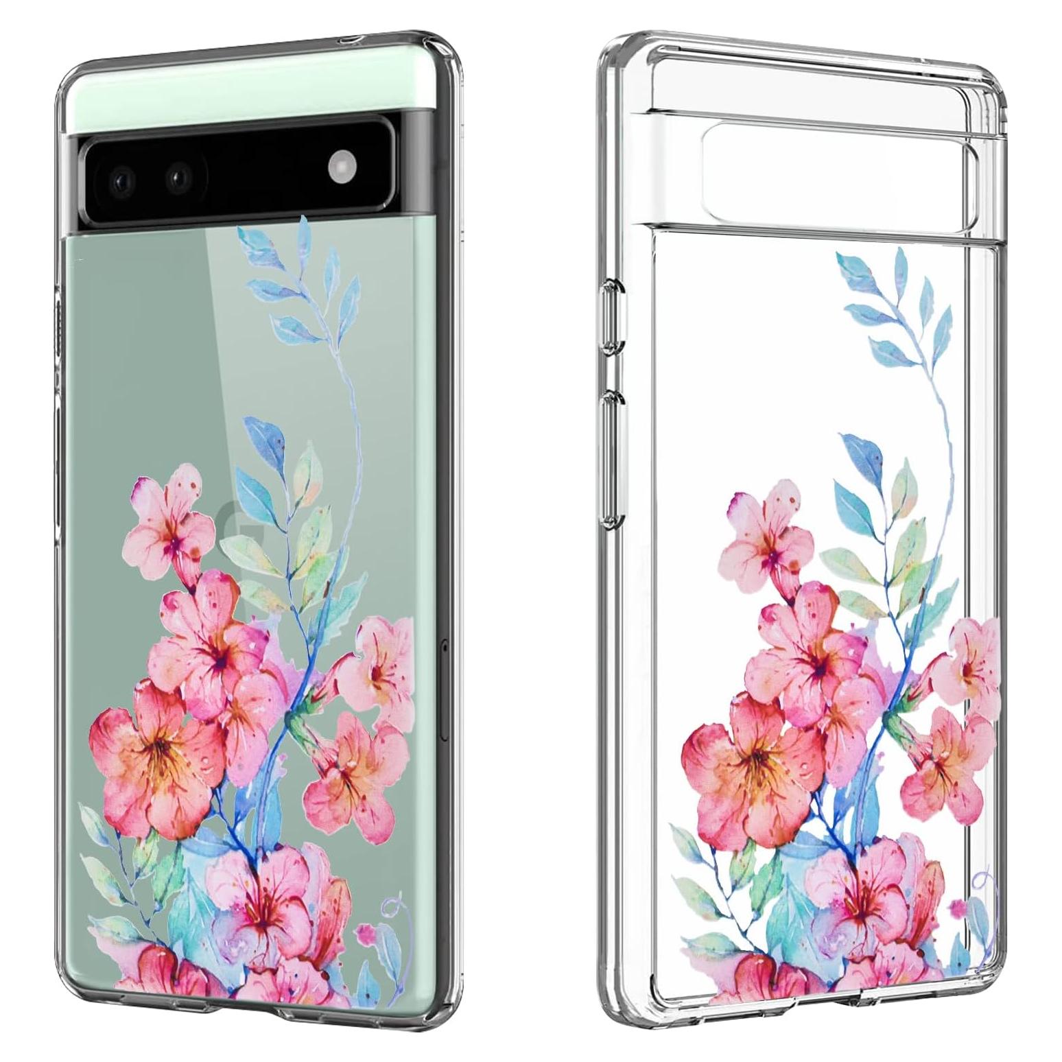 Funda TPU Transparente CameCosy para Google Pixel 6A - Flor de Cerezo