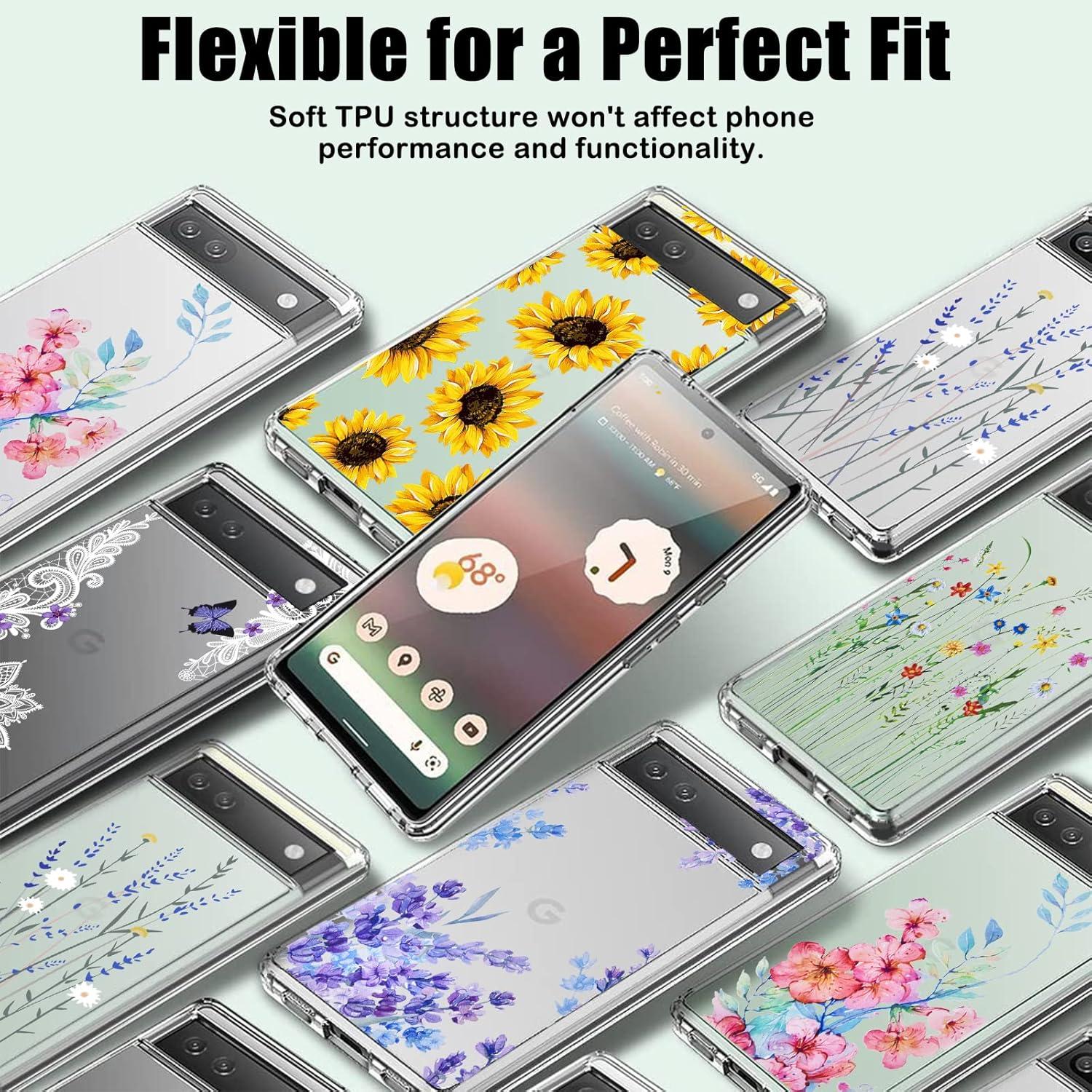 Funda TPU Transparente CameCosy para Google Pixel 6A - Flor de Cerezo