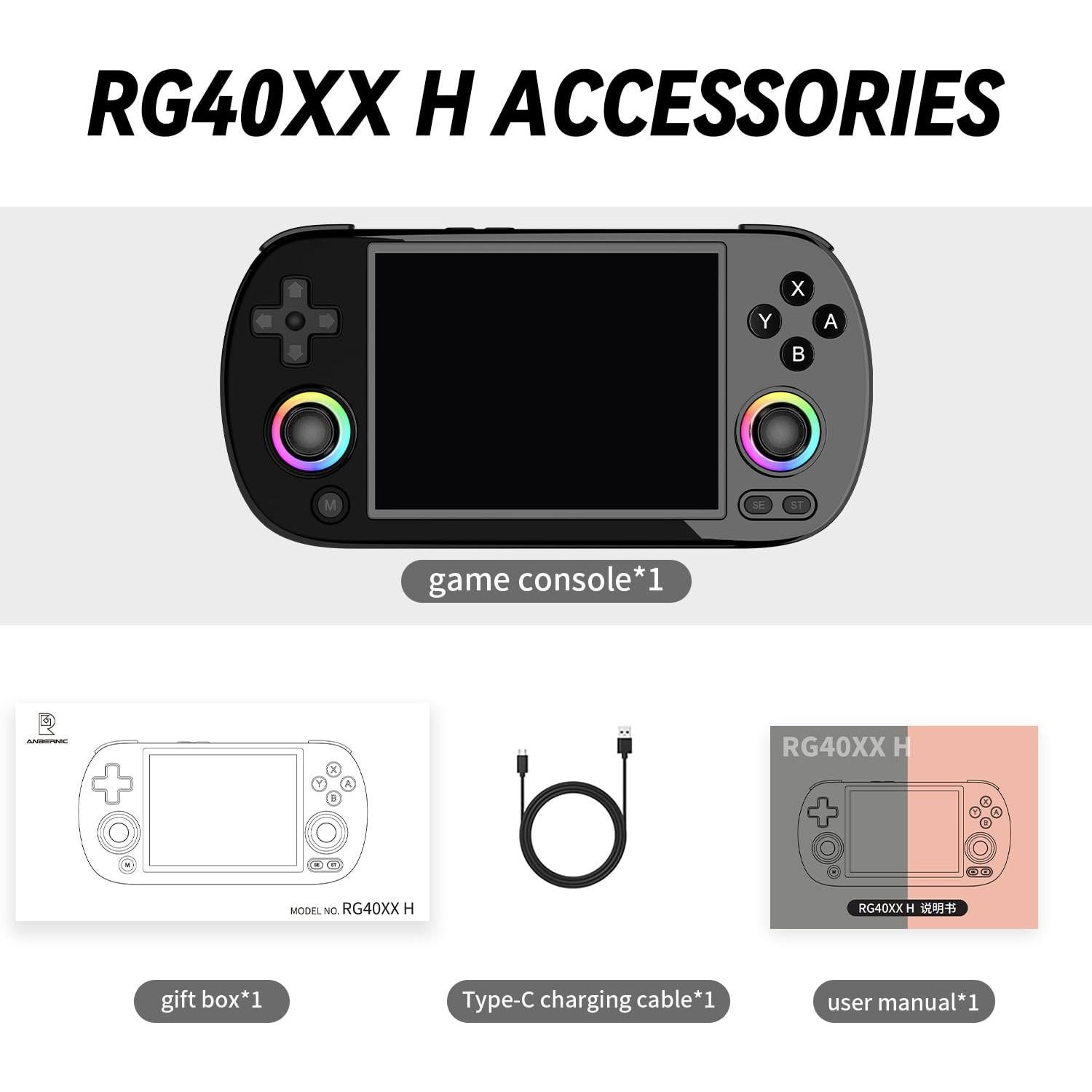 Consola de Juegos Portátil Anbernic RG40XX H 64GB Negro