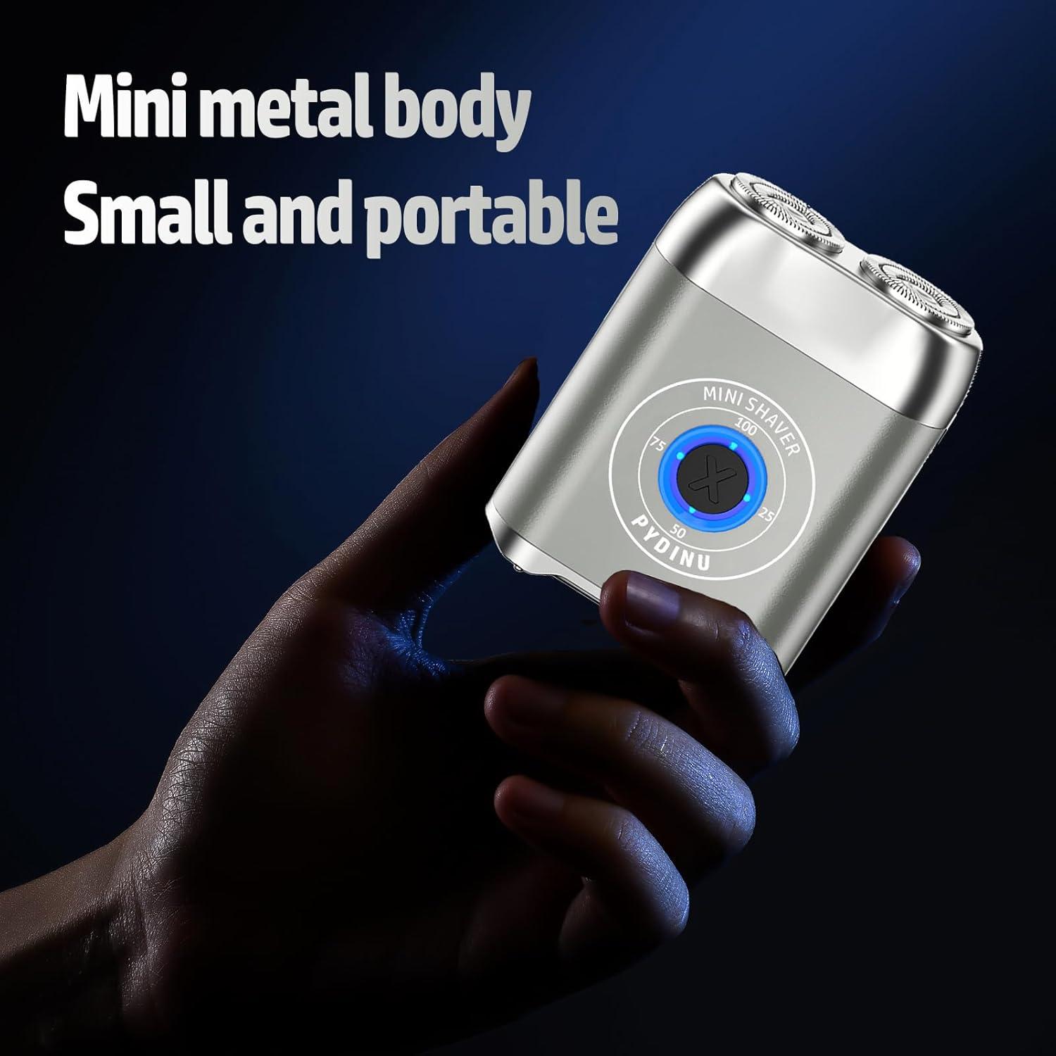 Mini Afeitadora Eléctrica Doble Cabezal USB-C Impermeable Plata