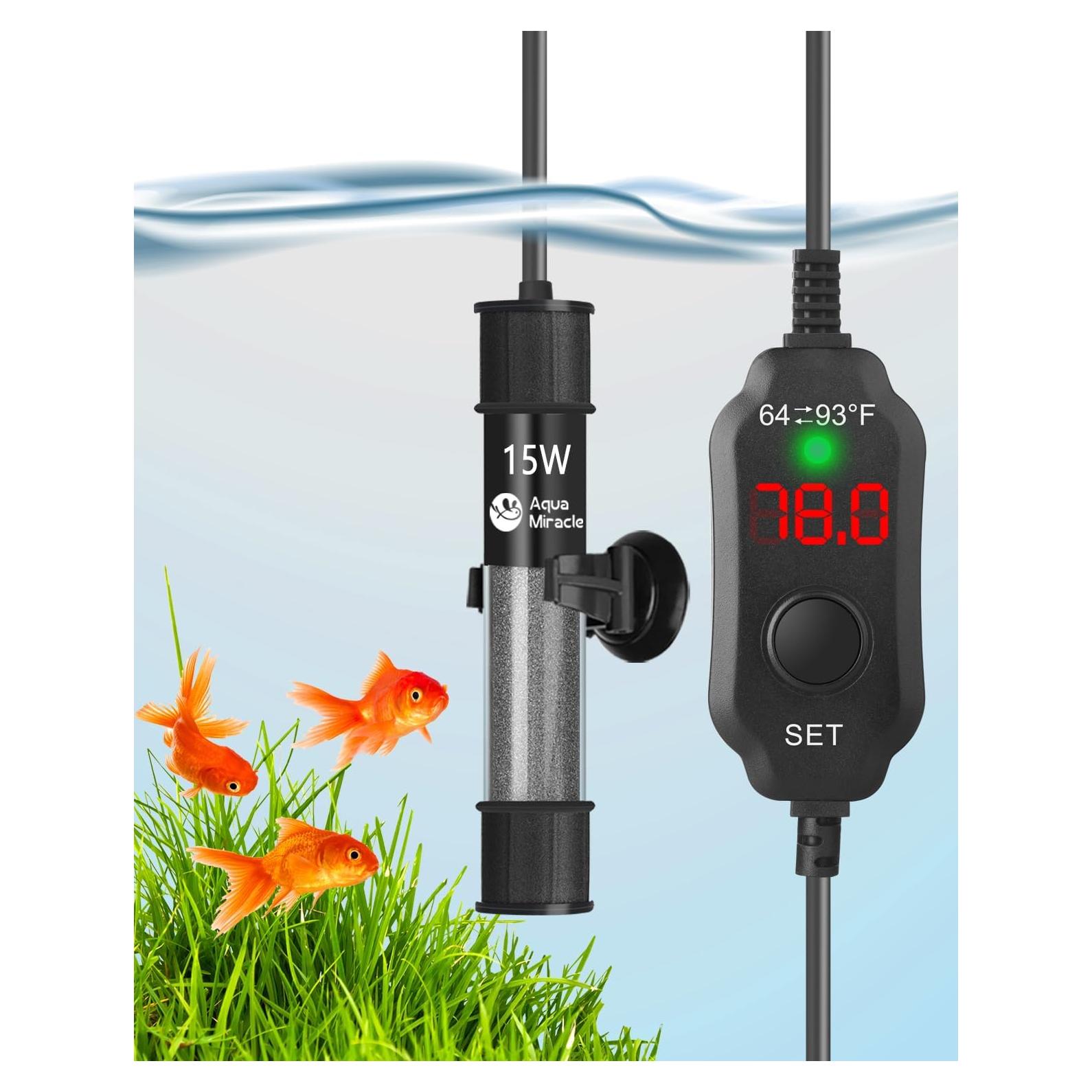 Calentador de Acuario 15W AquaMiracle Súper Corto Digital LED