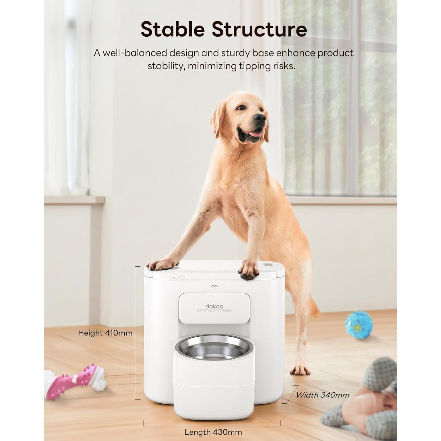 Comedero Automático Dokoo 15L para Perros Grandes, 6 Comidas