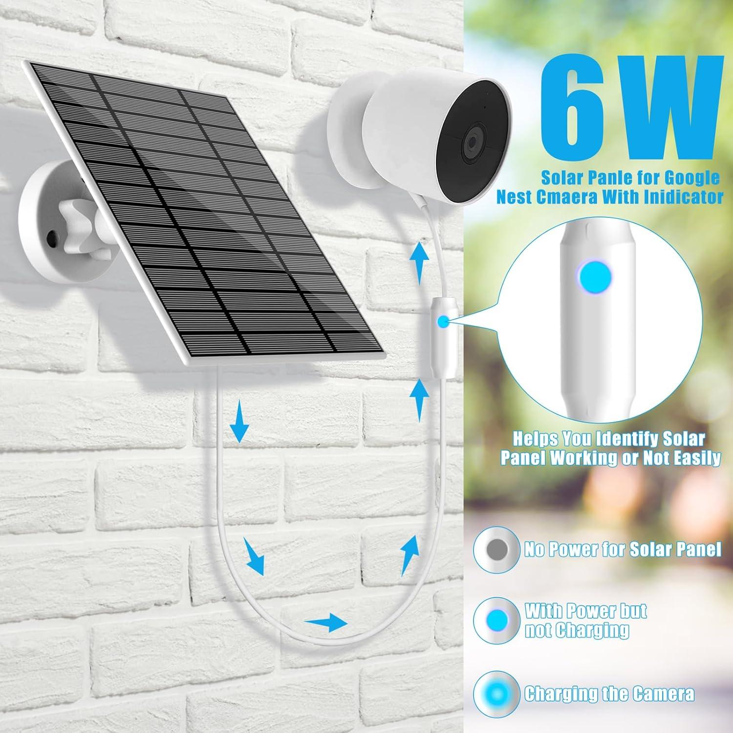Panel Solar 6W Nooukut para Google Nest Cam Interior y Exterior