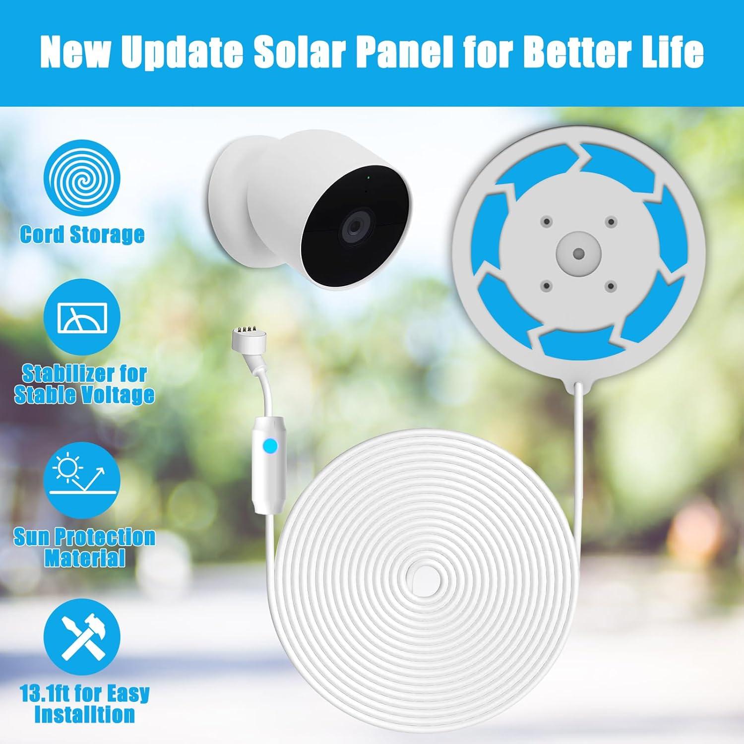 Panel Solar 6W Nooukut para Google Nest Cam Interior y Exterior