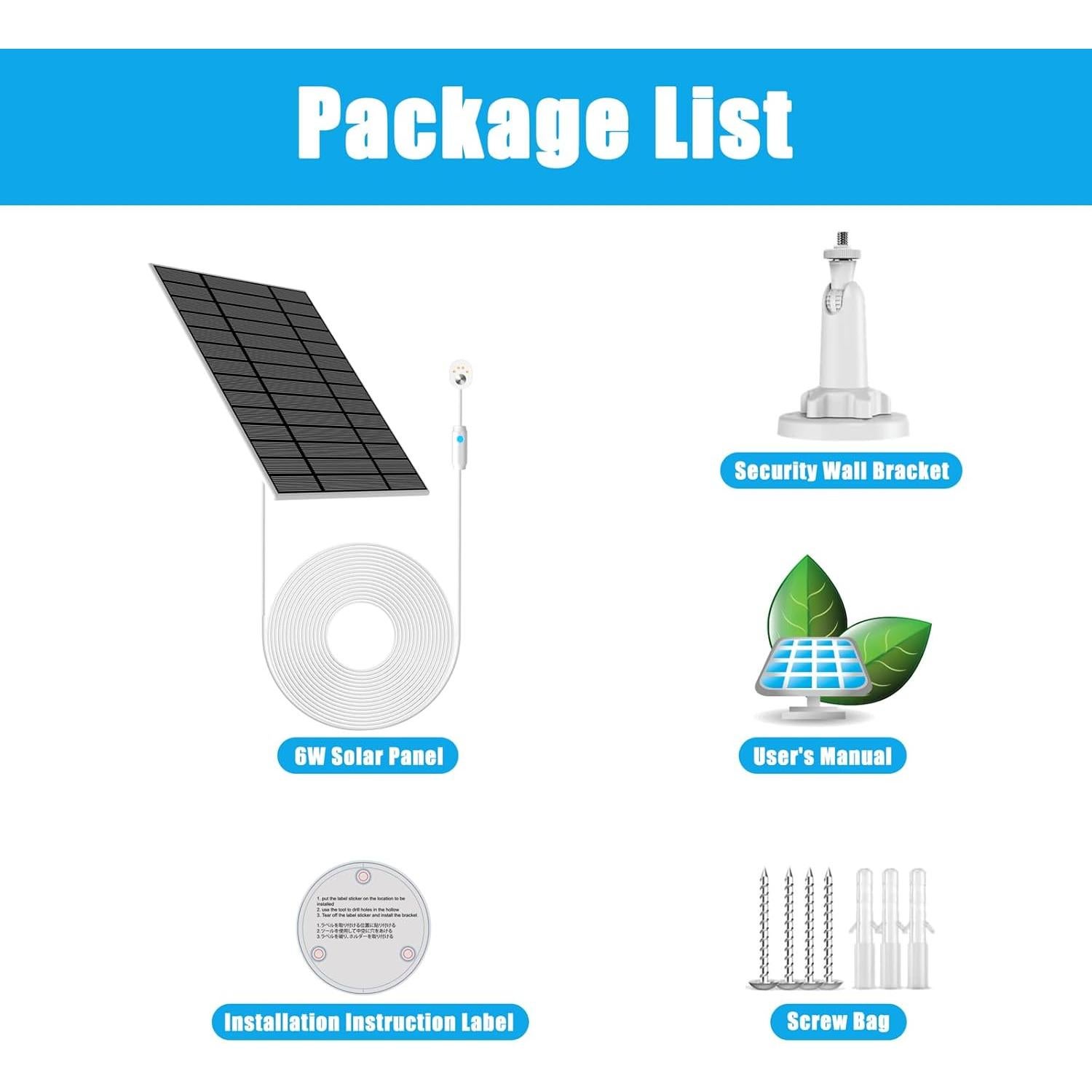 Panel Solar 6W Nooukut para Google Nest Cam Interior y Exterior