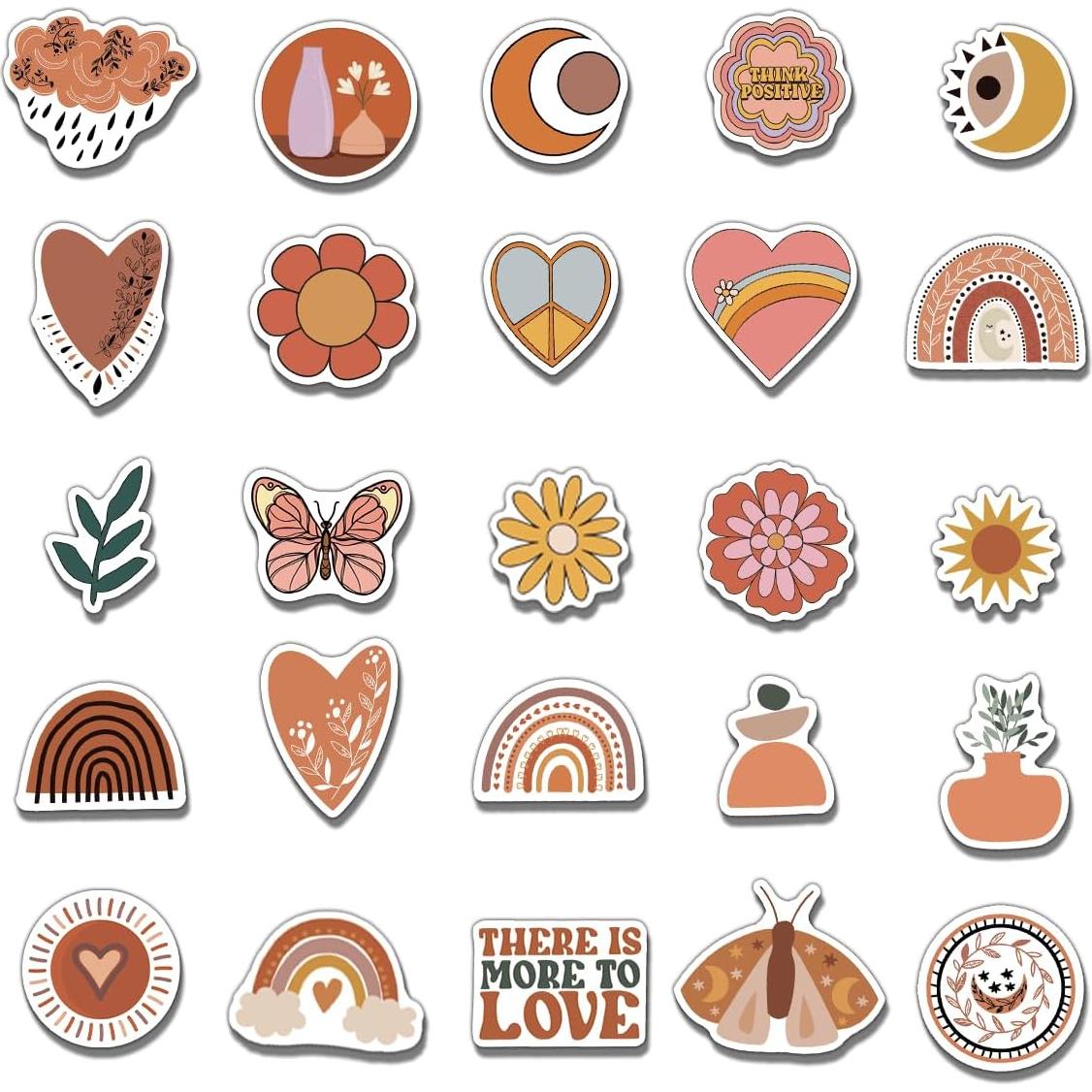 Pack de 50 Stickers Estéticos Impermeables ZULUVINYL 5.3cm