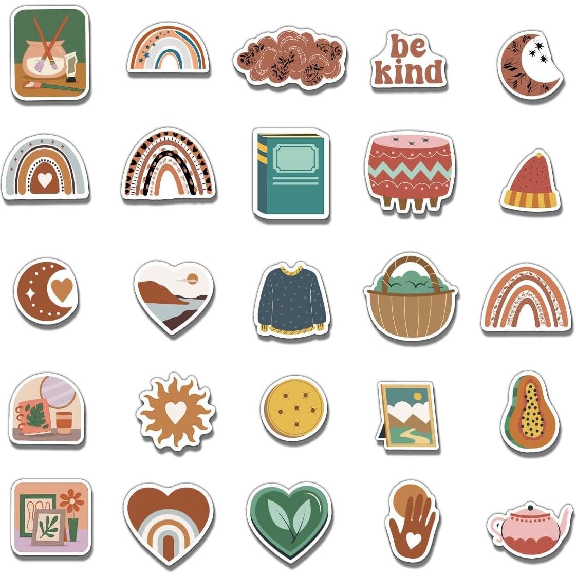 Pack de 50 Stickers Estéticos Impermeables ZULUVINYL 5.3cm