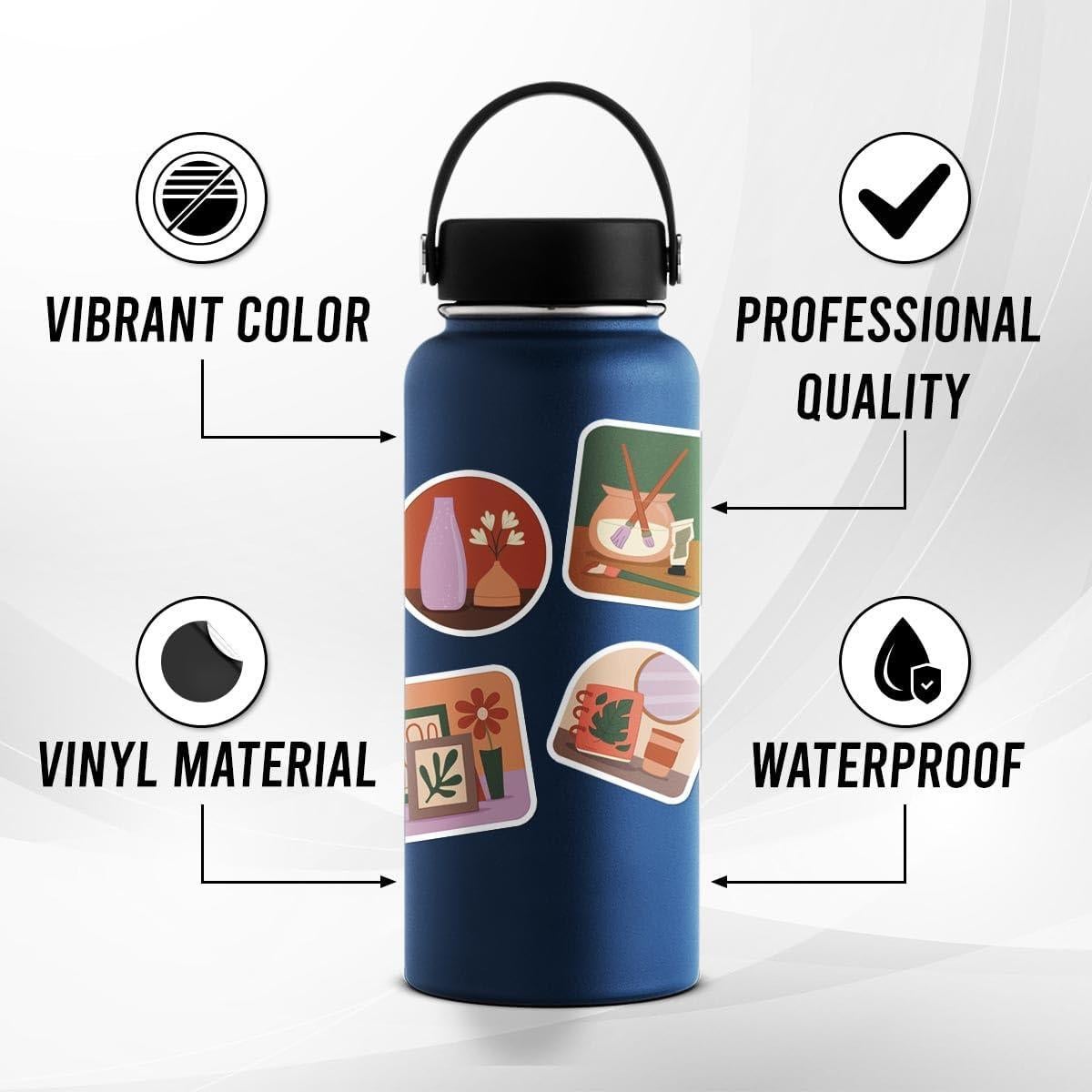 Pack de 50 Stickers Estéticos Impermeables ZULUVINYL 5.3cm