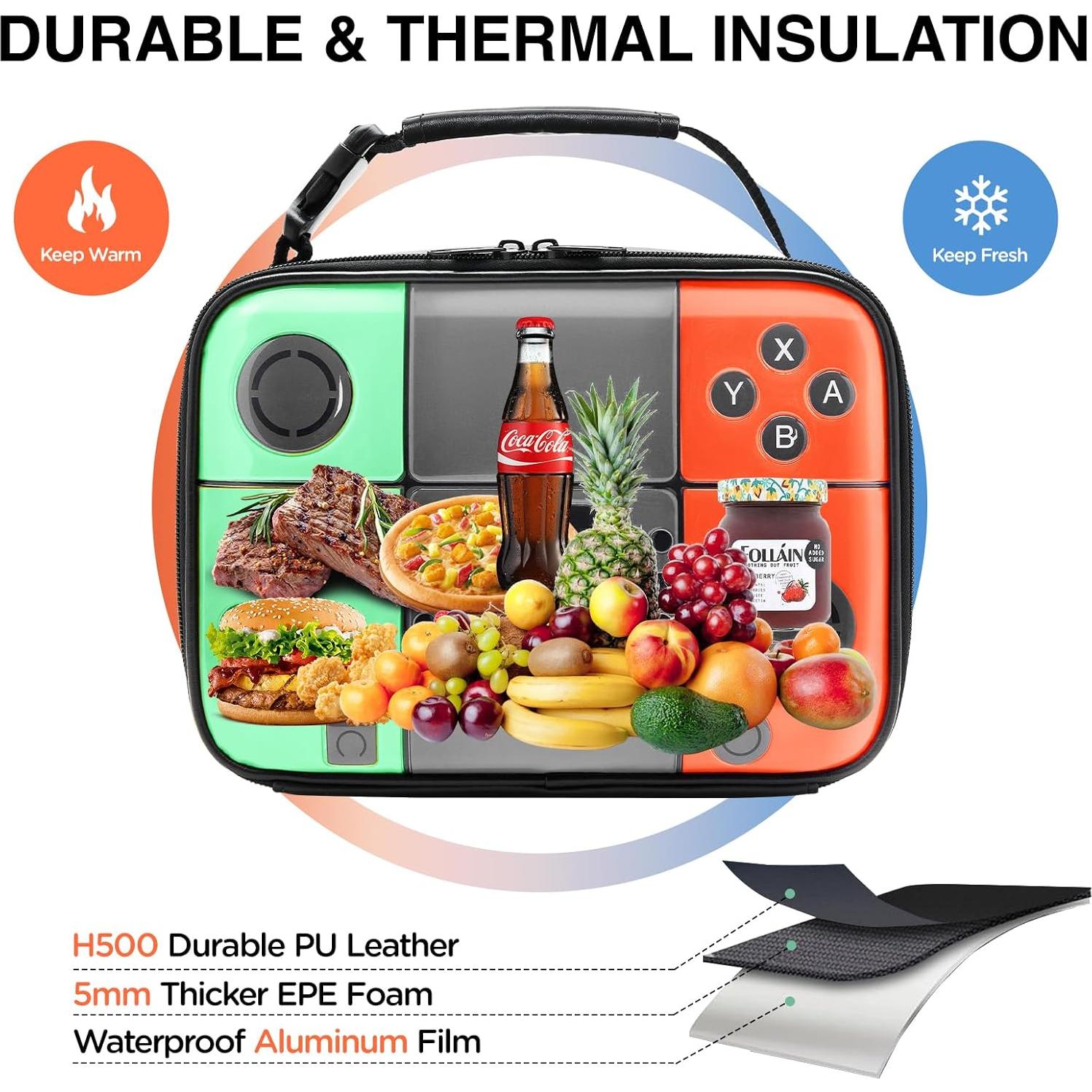 Lonchera Aislada Hairao para Niños Verde/Naranja 3750cc