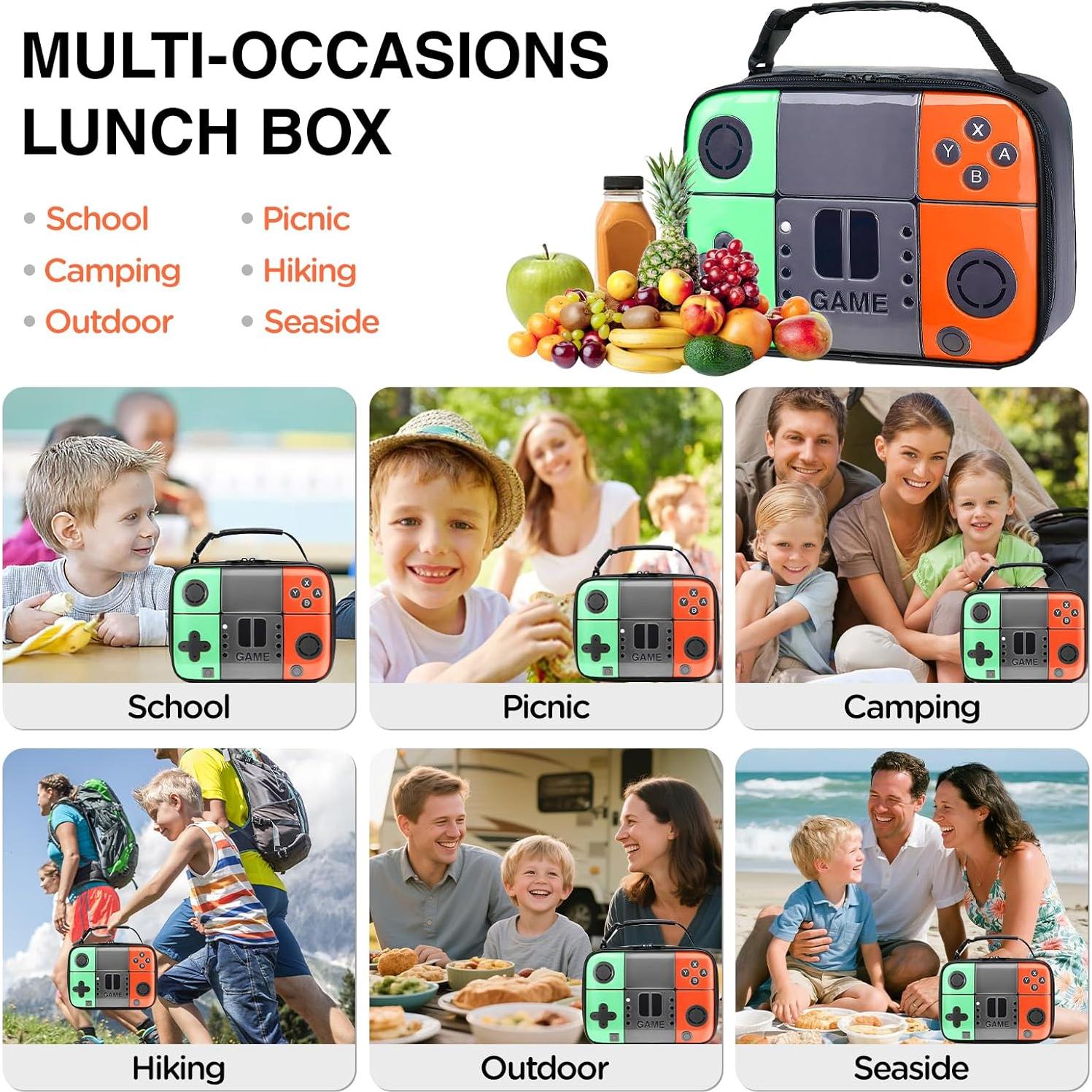 Lonchera Aislada Hairao para Niños Verde/Naranja 3750cc