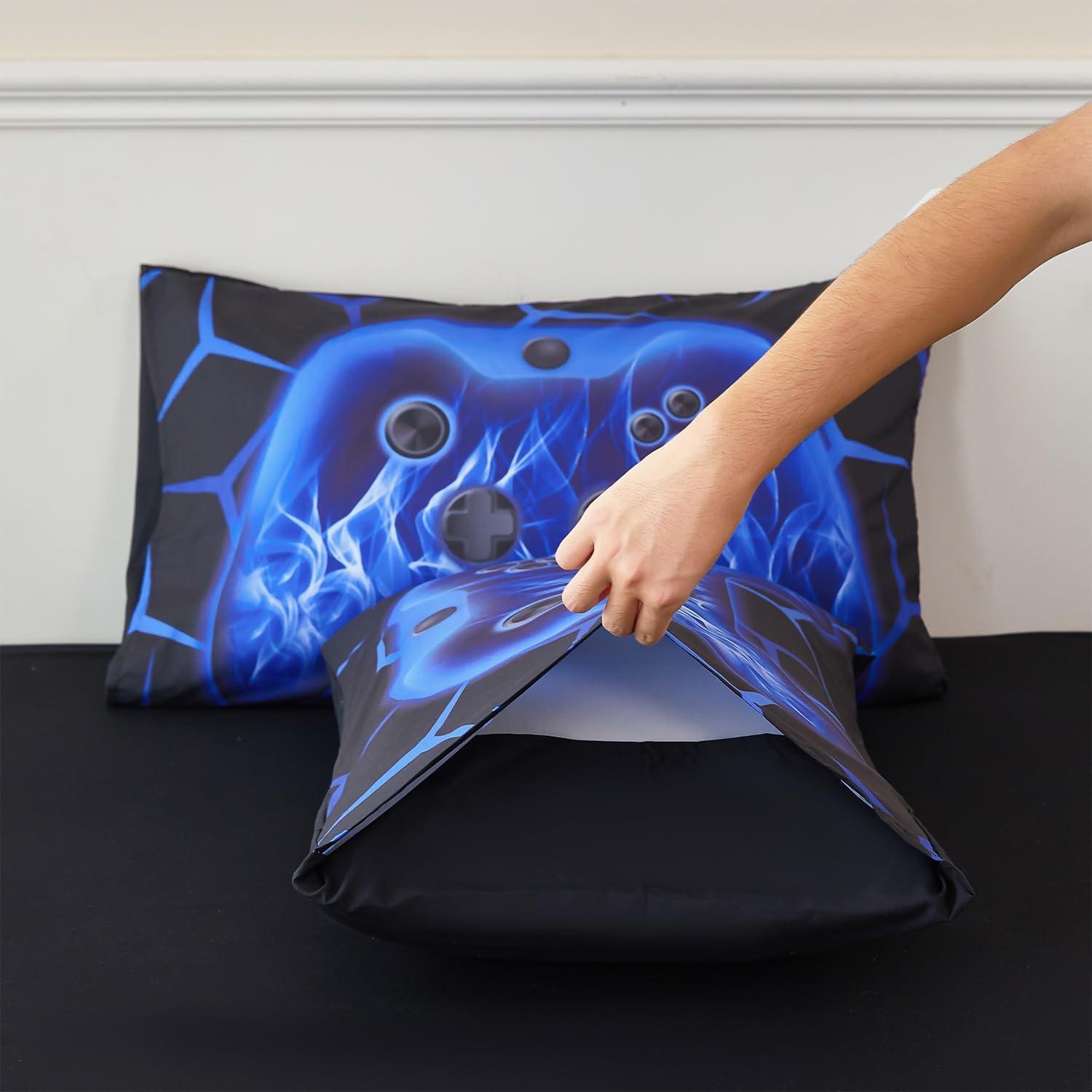 Conjunto de Edredón Gamer ZRNBAST Individual 6 Piezas Azul