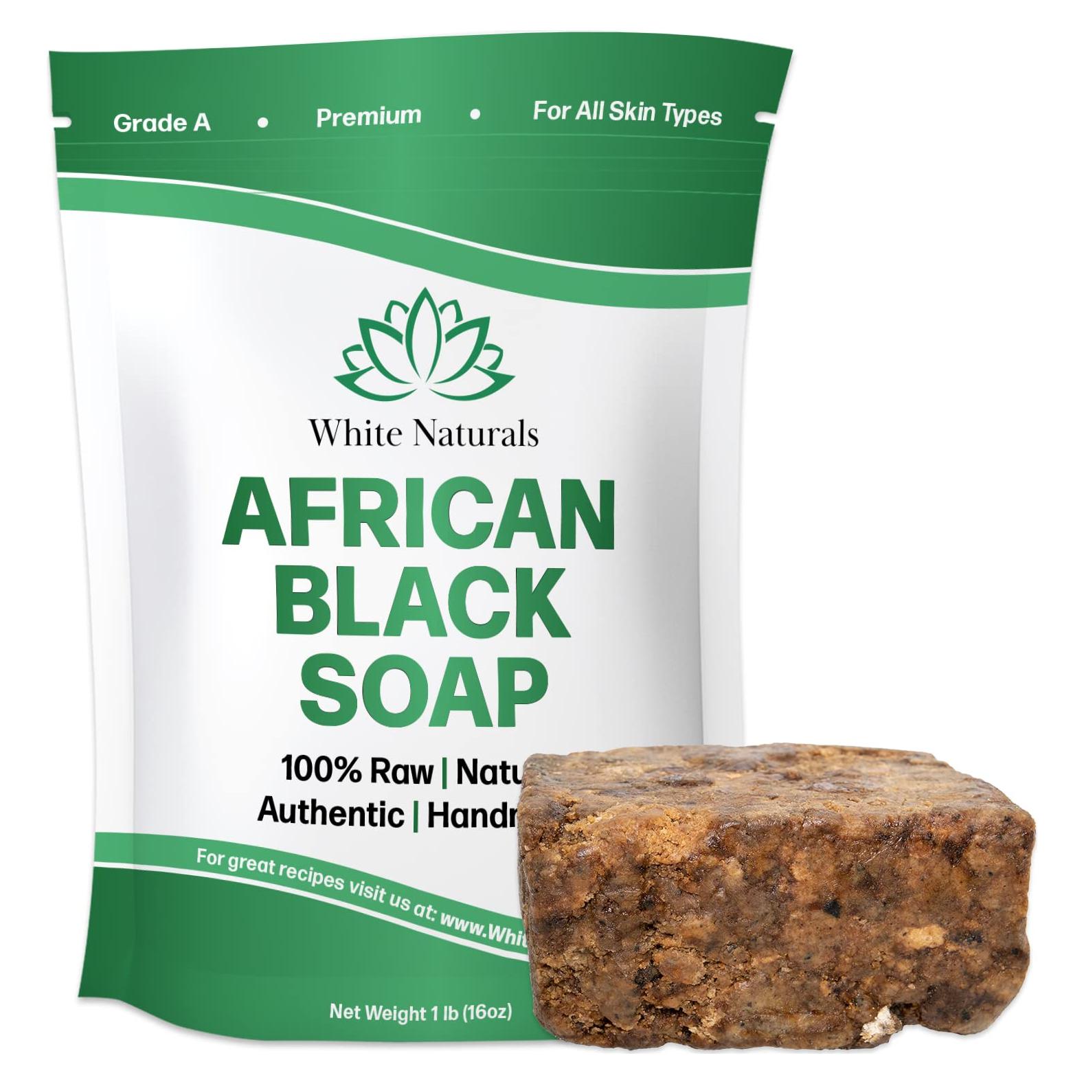 Jabón Negro Africano Crudo White Naturals 0.45 kg para Piel Seca