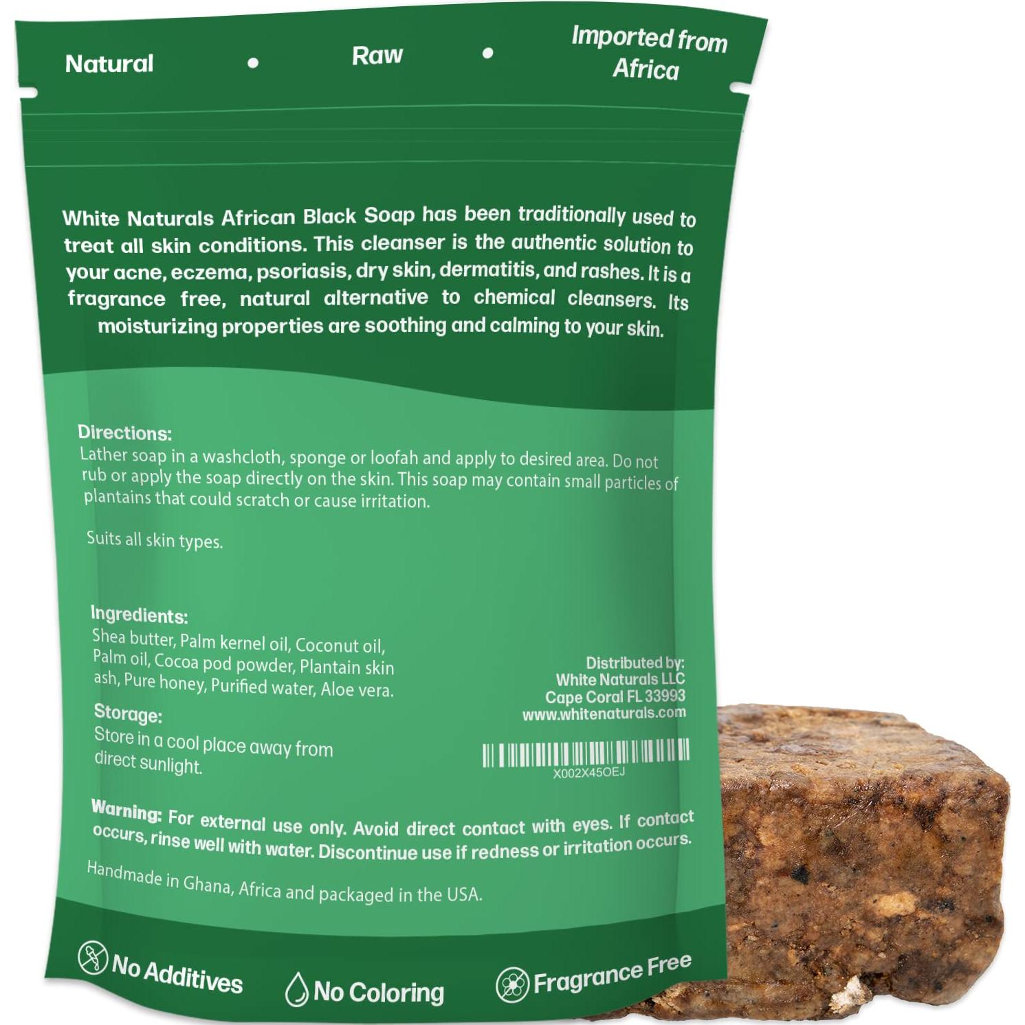 Jabón Negro Africano Crudo White Naturals 0.45 kg para Piel Seca