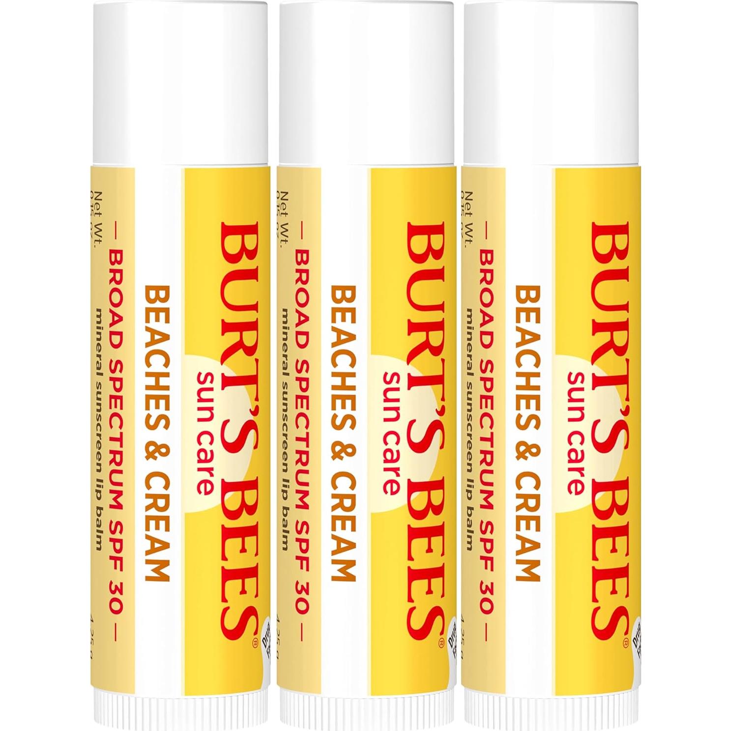 Bálsamo Labial Burt's Bees SPF 30 Playas y Crema - 3 Tubos