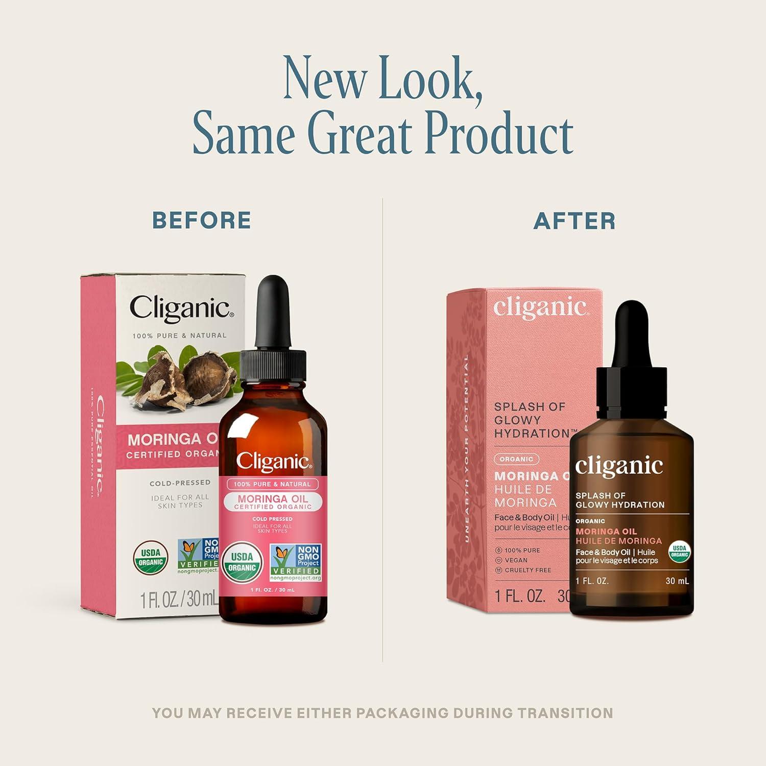 Aceite de Moringa Orgánico Cliganic 29.57 ml Puro para Piel y Cabello