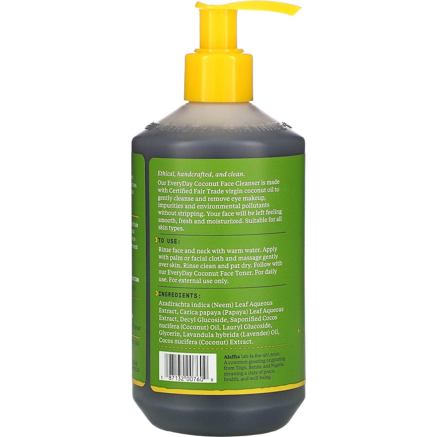 Limpiador Facial de Coco Alaffia 354 ml Vegano Hidratante