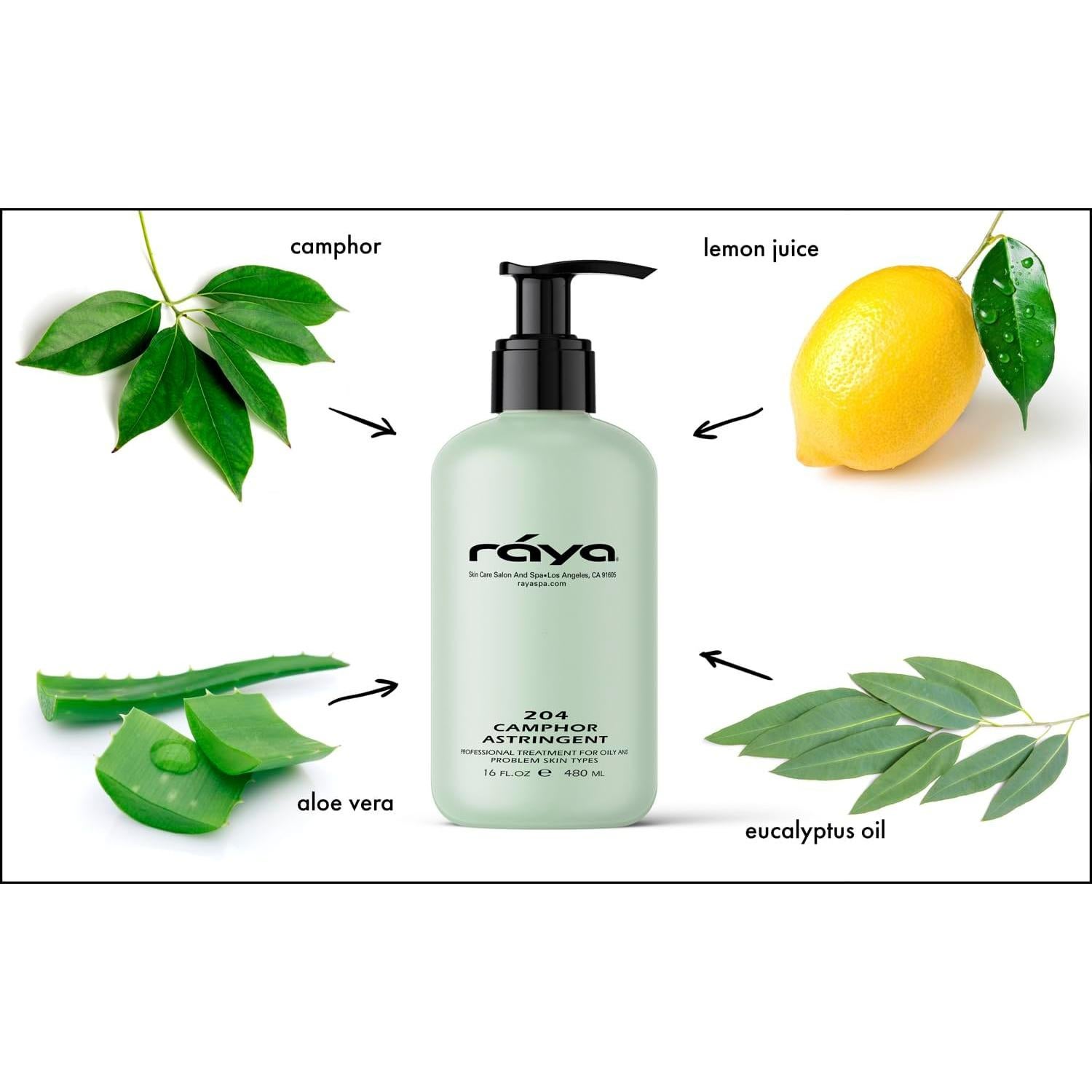 Astringente Facial RAYA 473 ml con Alcanfor y Eucalipto