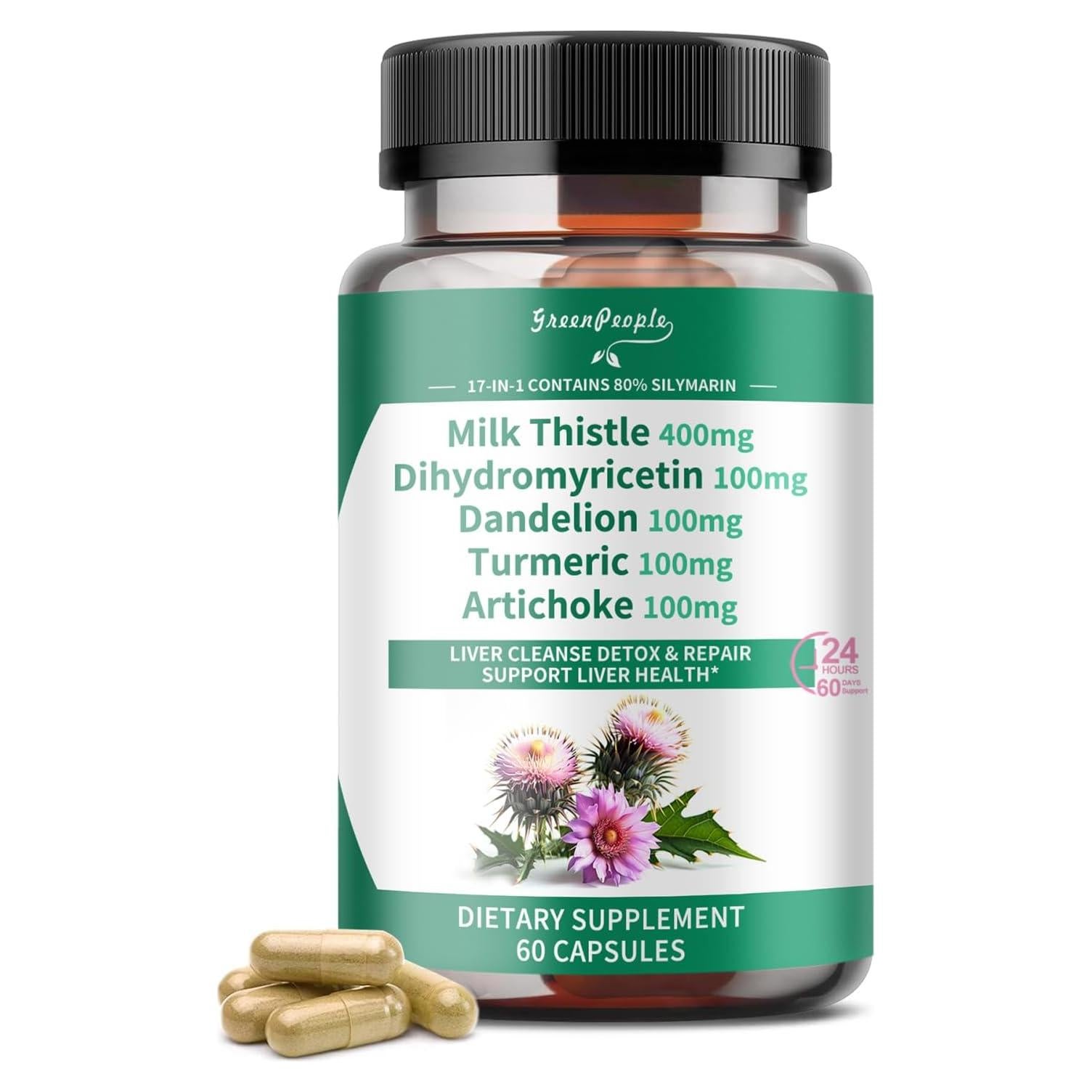 Suplemento Cardo Mariano 80% Silimarina GreenPeople 120 Cápsulas