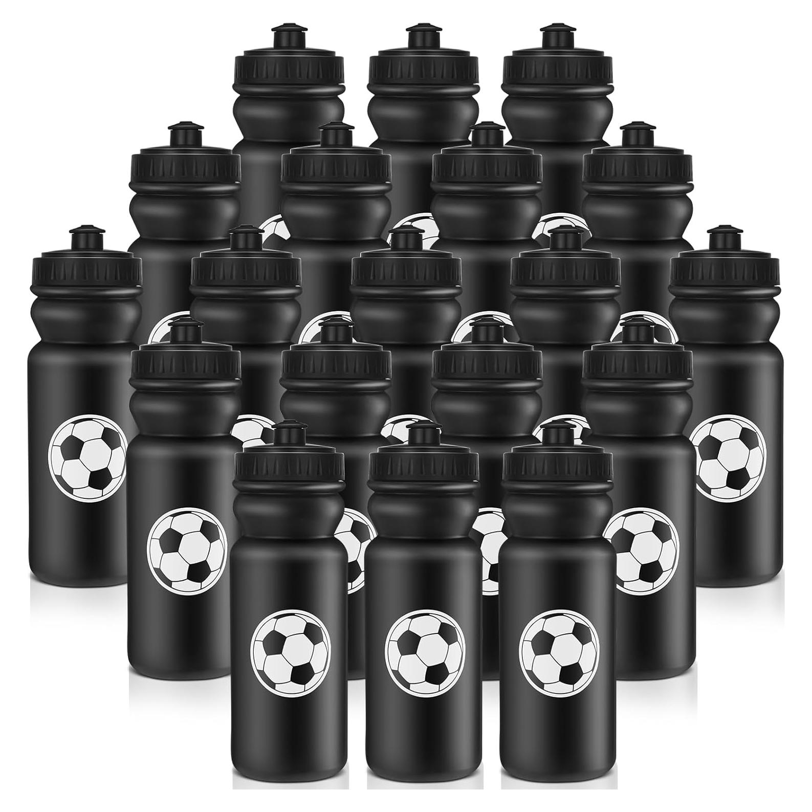 Botellas de Agua Squeeze Nitial 20 Unidades 591 ml Fútbol Negro