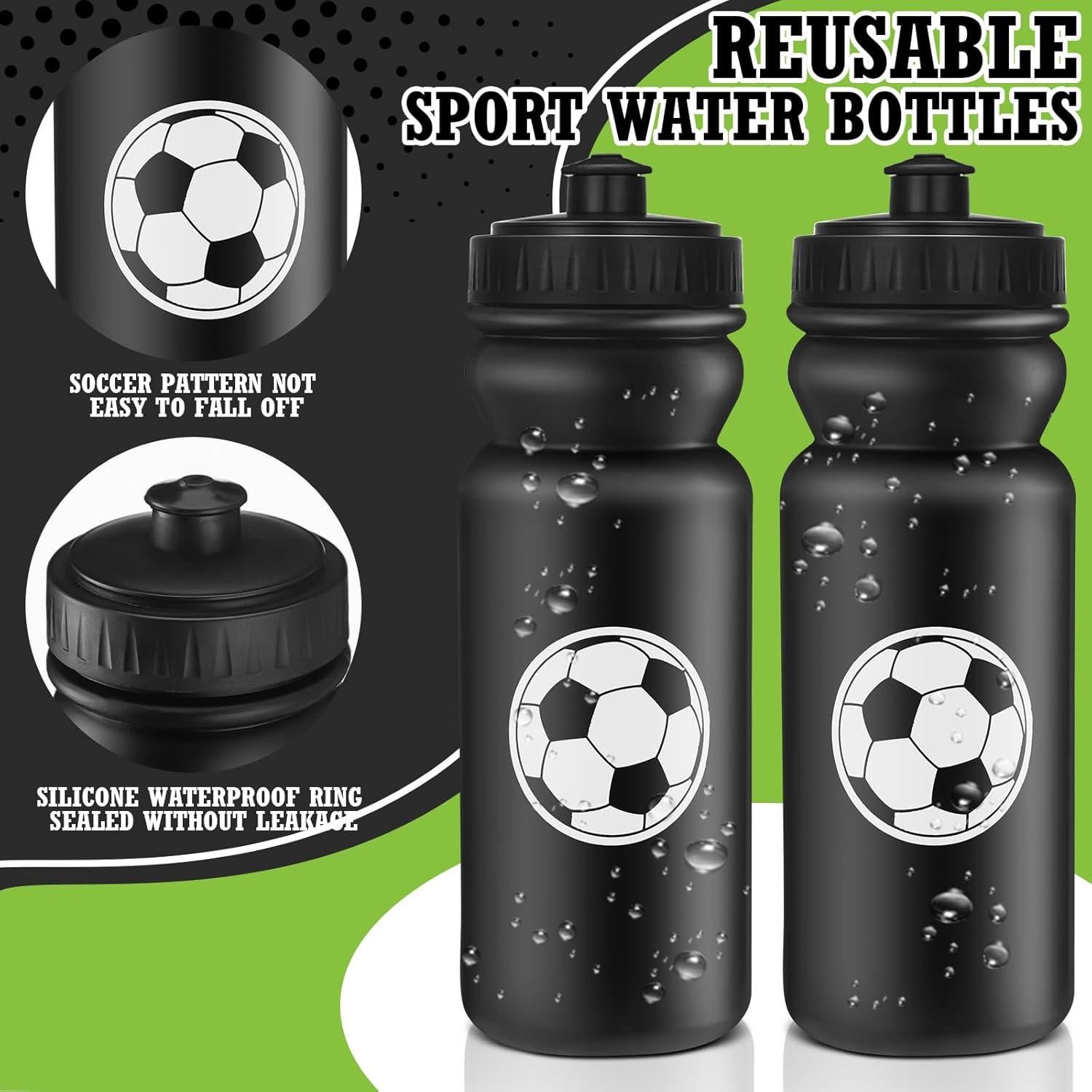 Botellas de Agua Squeeze Nitial 20 Unidades 591 ml Fútbol Negro