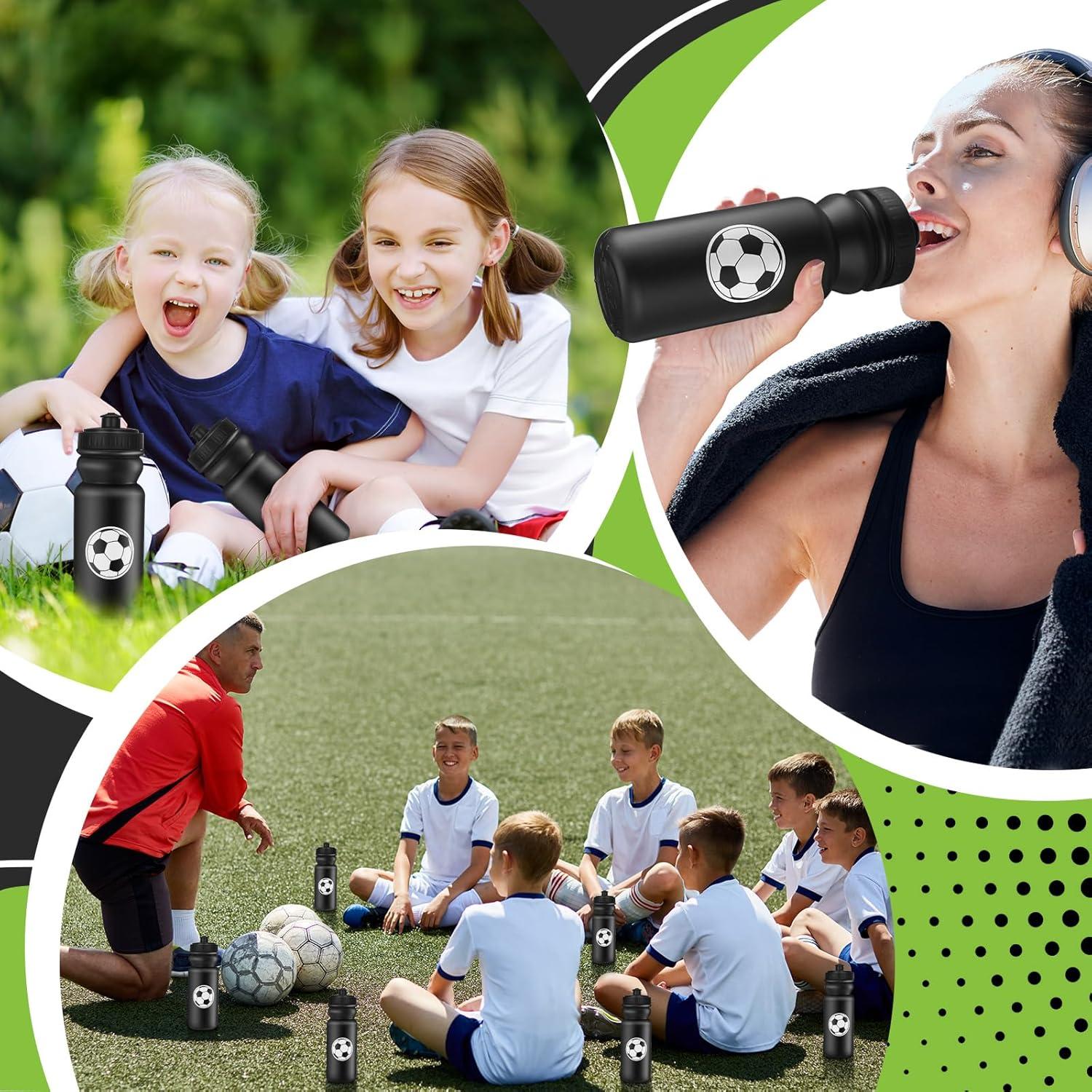 Botellas de Agua Squeeze Nitial 20 Unidades 591 ml Fútbol Negro