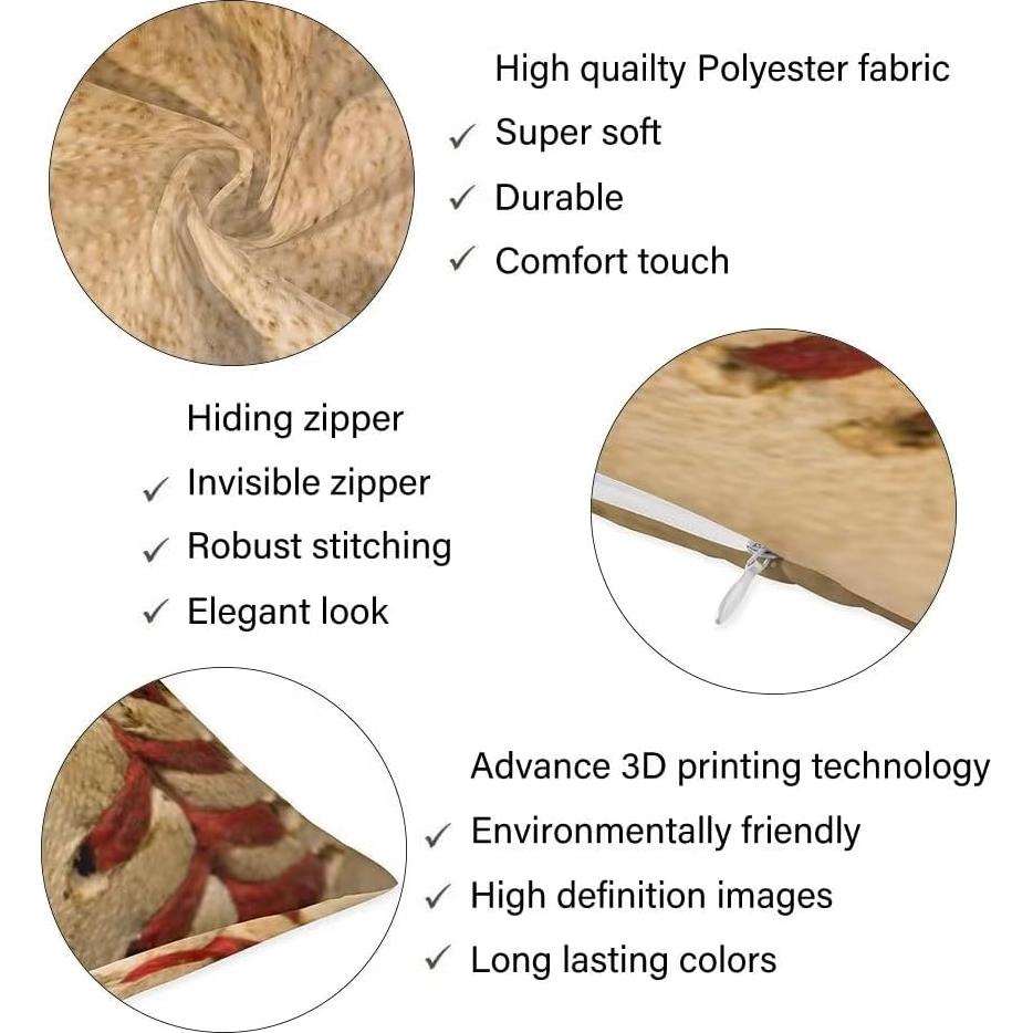 Funda de Cojín Decorativa YUDILINSA 50x76 cm Béisbol