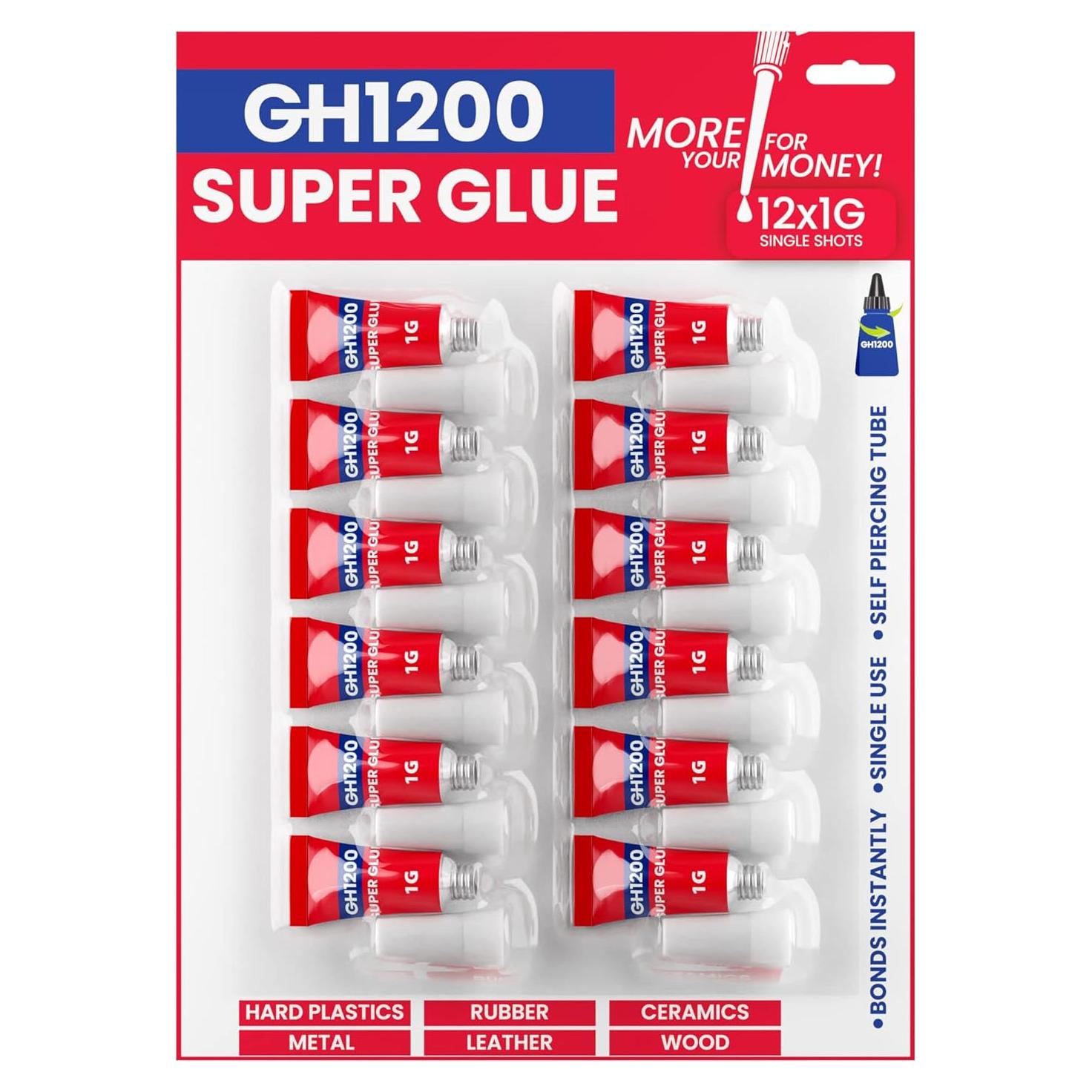 Super Pegamento Multiusos GH 1200 - 12 g, Cianoacrilato Rápido