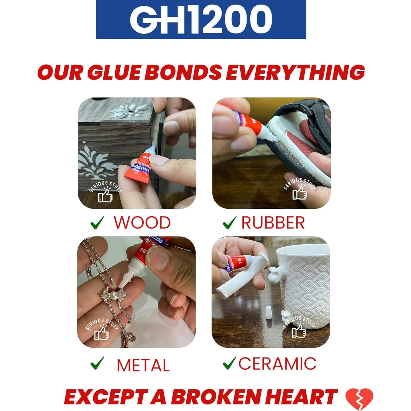 Super Pegamento Multiusos GH 1200 - 12 g, Cianoacrilato Rápido