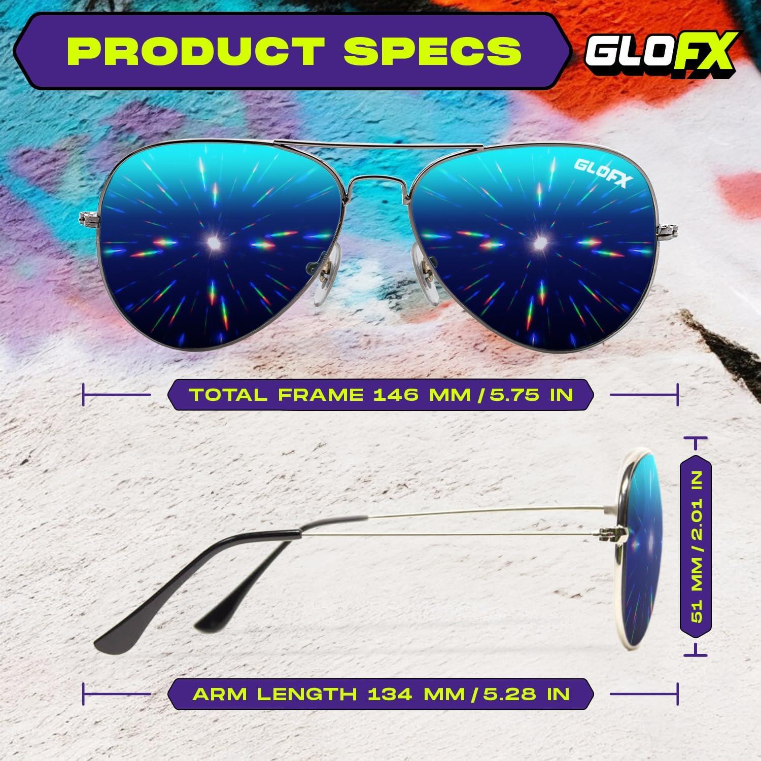 Gafas de Difracción GloFX Estilo Piloto Espejo Azul 3D