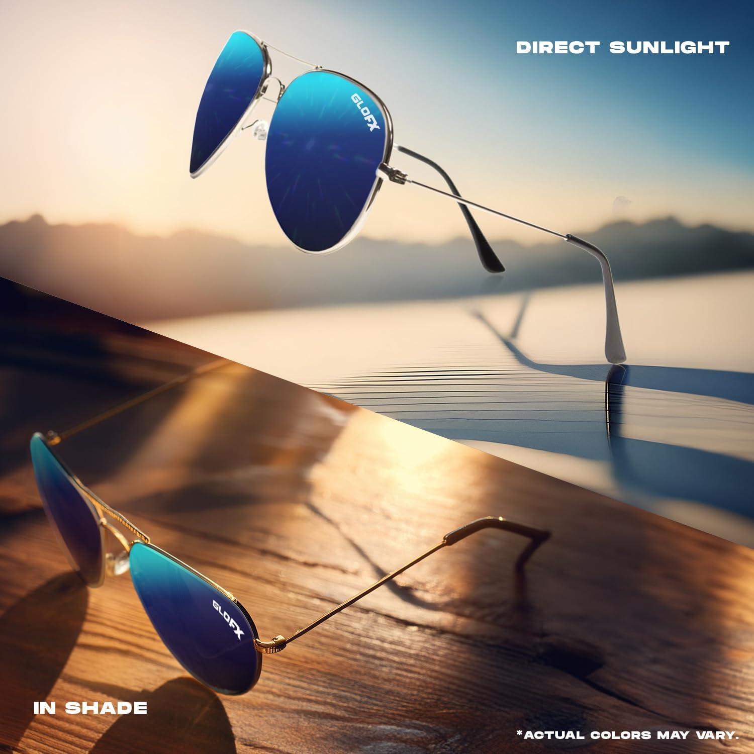 Gafas de Difracción GloFX Estilo Piloto Espejo Azul 3D