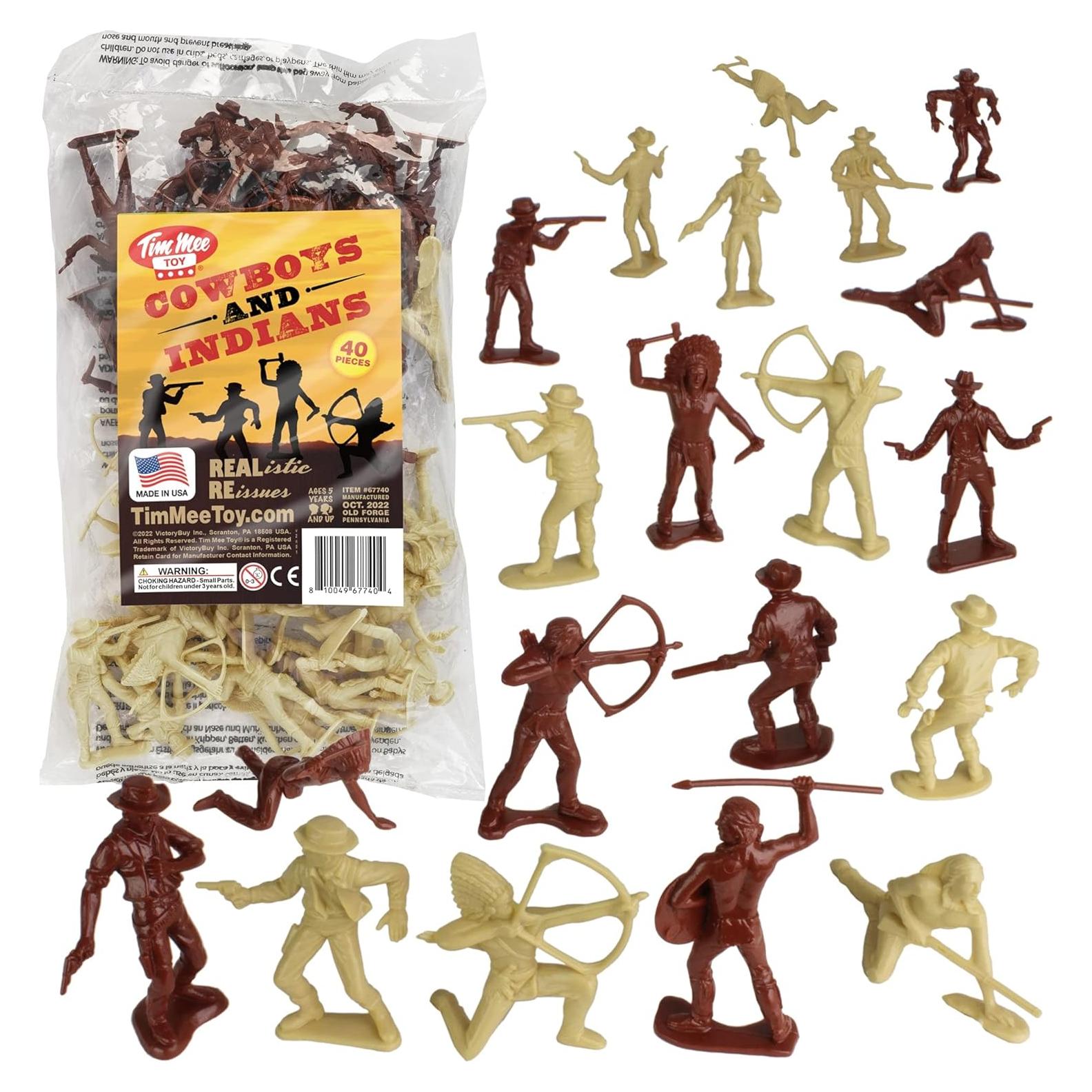 Figuras de Plástico TimMee Vaqueros e Indios - 40 Piezas