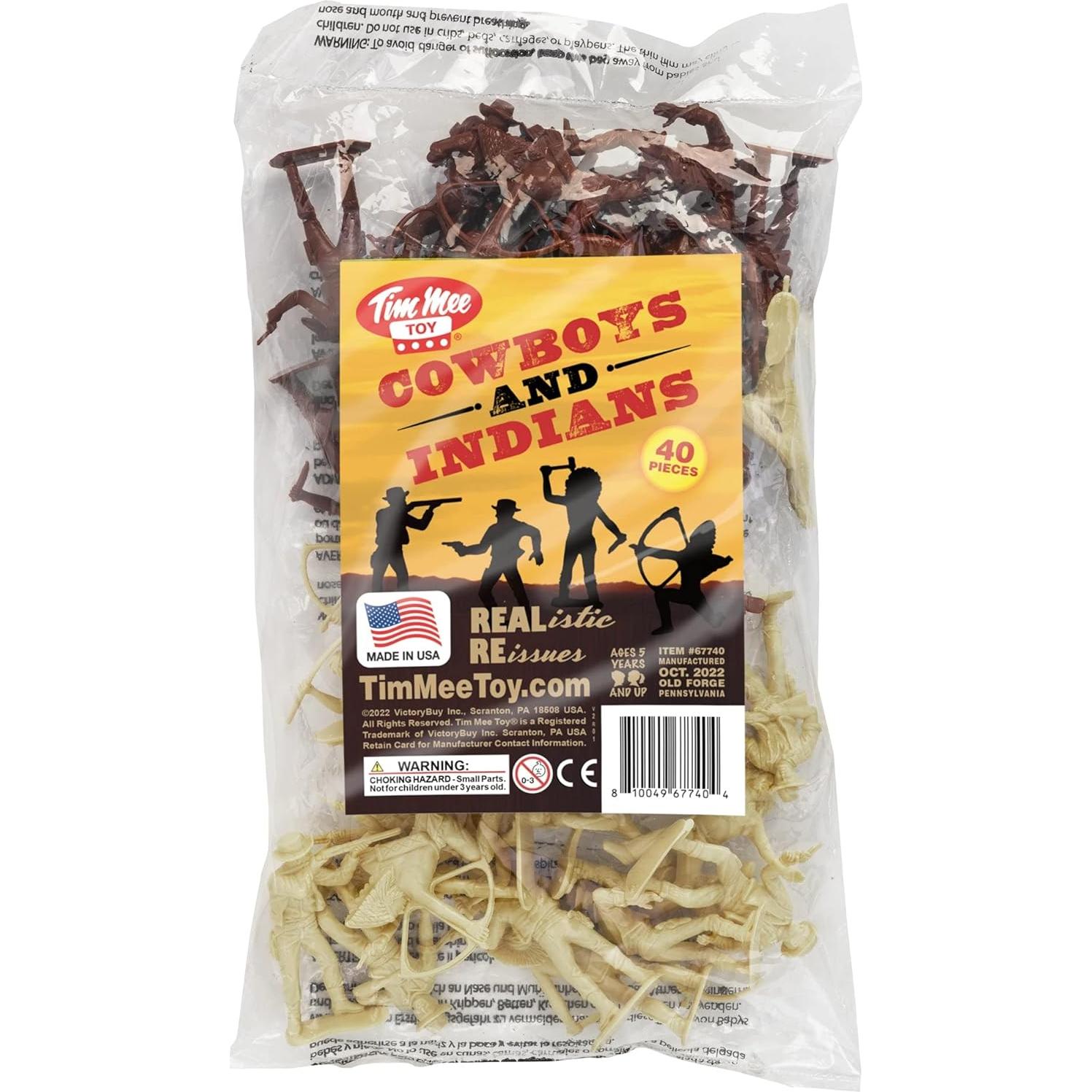 Figuras de Plástico TimMee Vaqueros e Indios - 40 Piezas