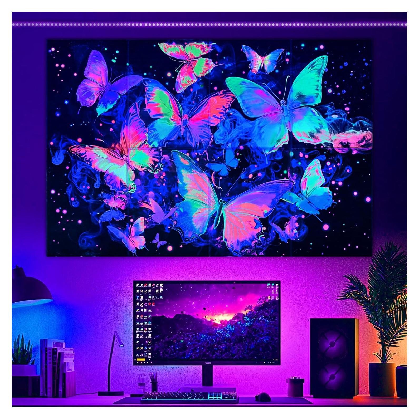 Paquete de 8 Paneles Acústicos Tutmyrea Luz Negra 121.92x81.28 cm