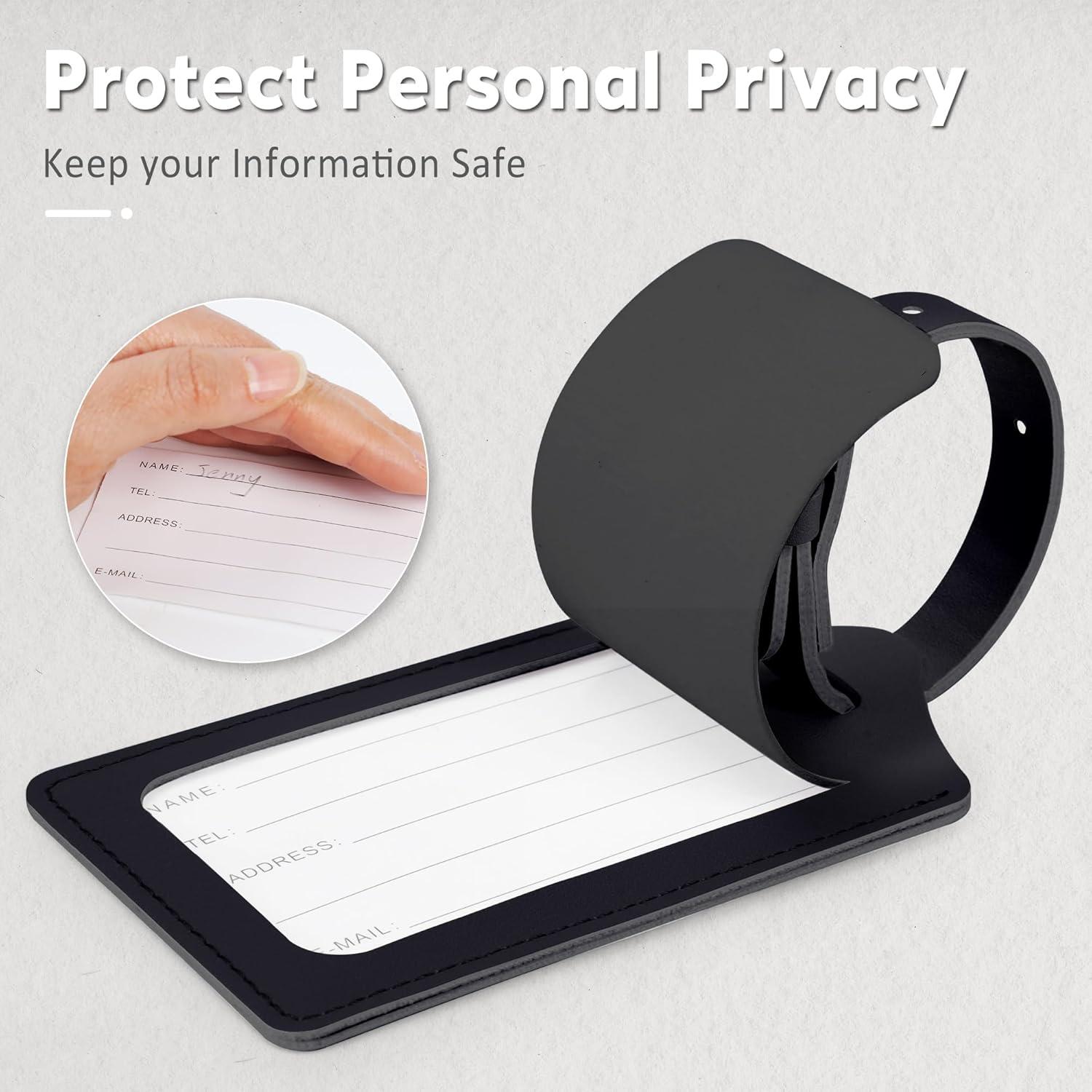 Etiquetas de Equipaje Travelambo de Cuero Sintético - 2 Pzas, Negro