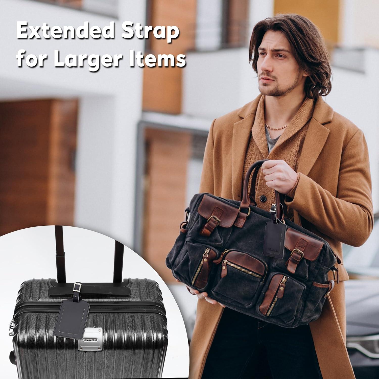 Etiquetas de Equipaje Travelambo de Cuero Sintético - 2 Pzas, Negro