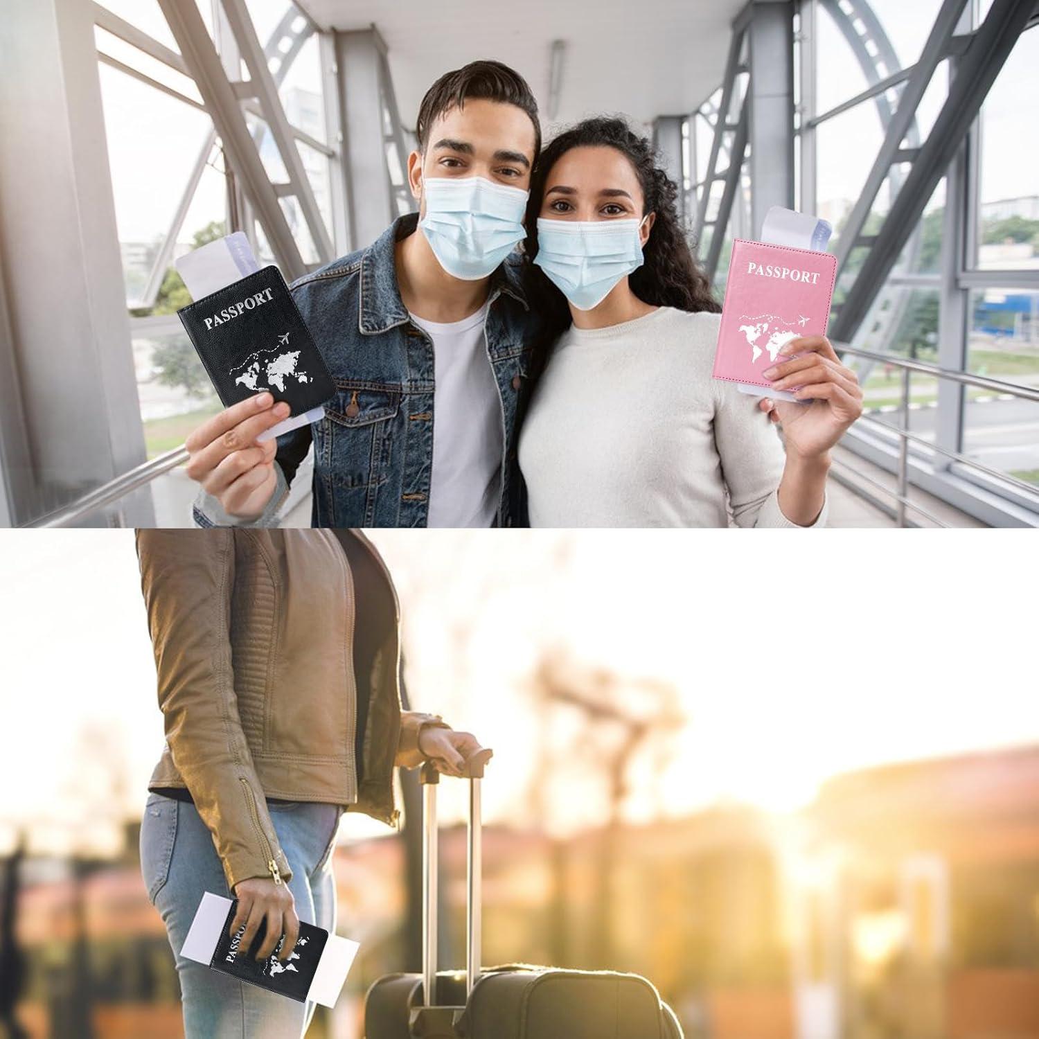 Pack 2 Fundas de Pasaporte PU Honmein Impermeables Unisex