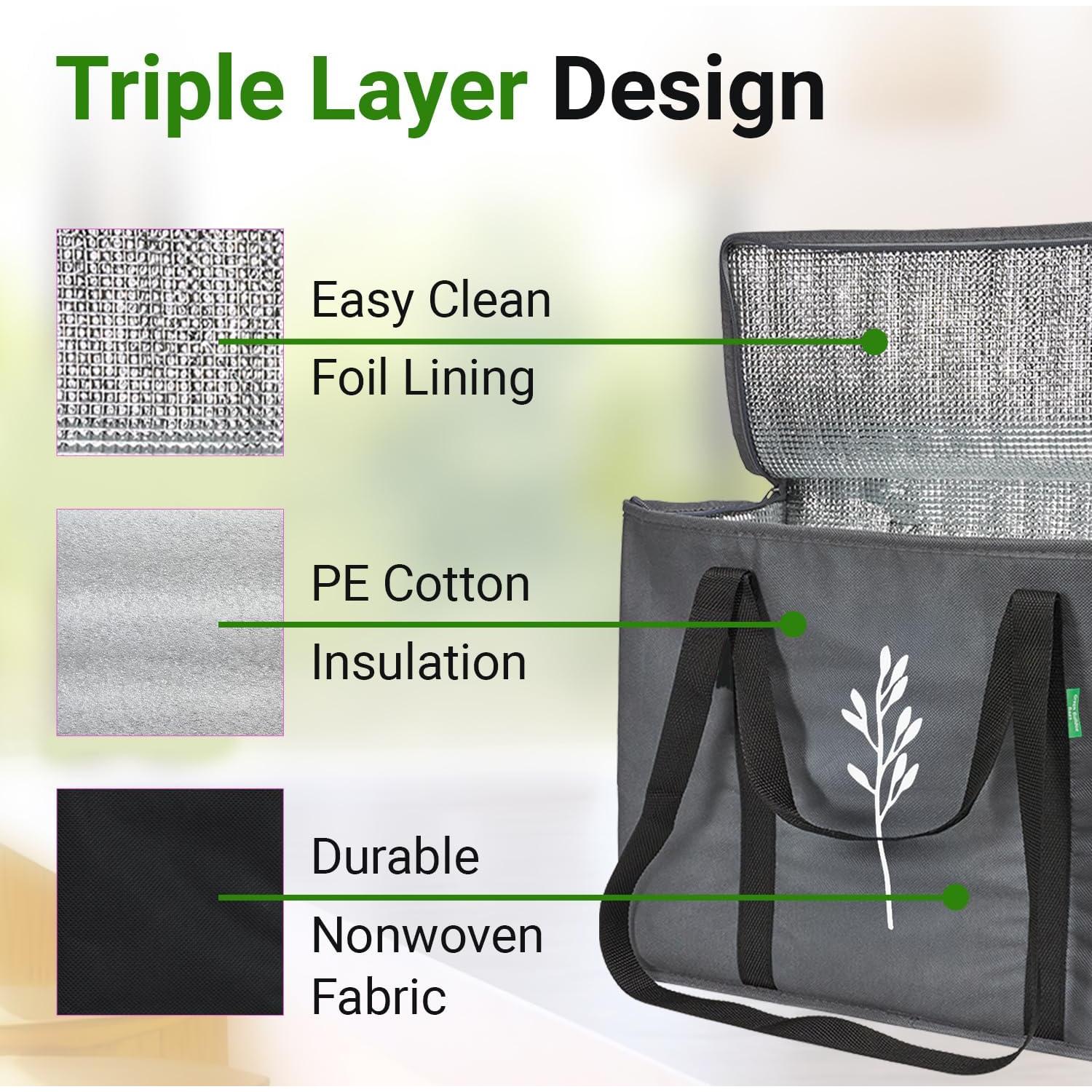 Bolsa Térmica Reutilizable Green Bulldog 2Pack - Gris 40.6x22.9x33cm